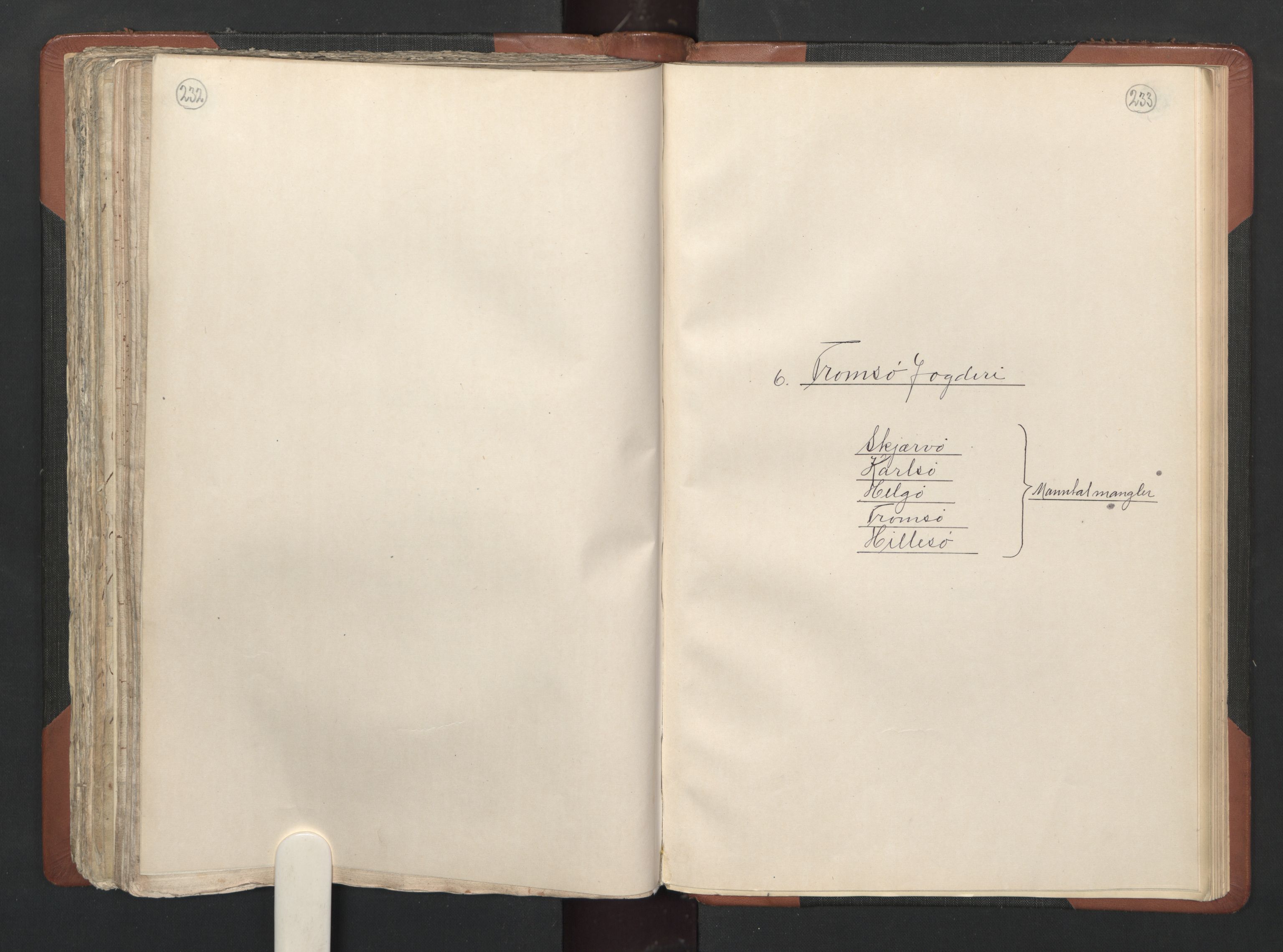 RA, Bailiff's Census 1664-1666, no. 20: Modern Nordland county, modern Troms county and modern Finnmark county, 1665, p. 232-233