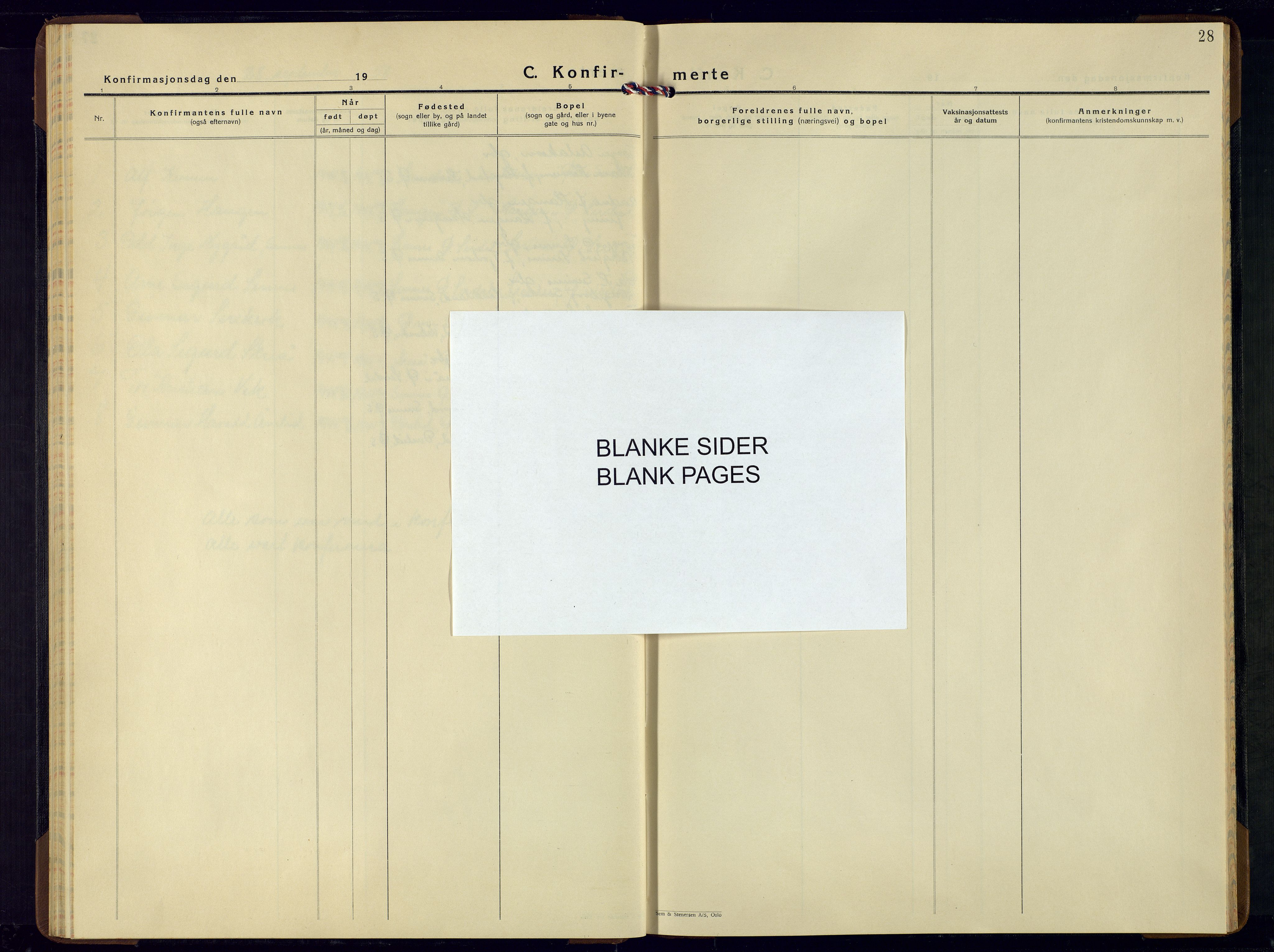 Sirdal sokneprestkontor, AV/SAK-1111-0036/F/Fb/Fba/L0003: Parish register (copy) no. B-3, 1935-1958, p. 28