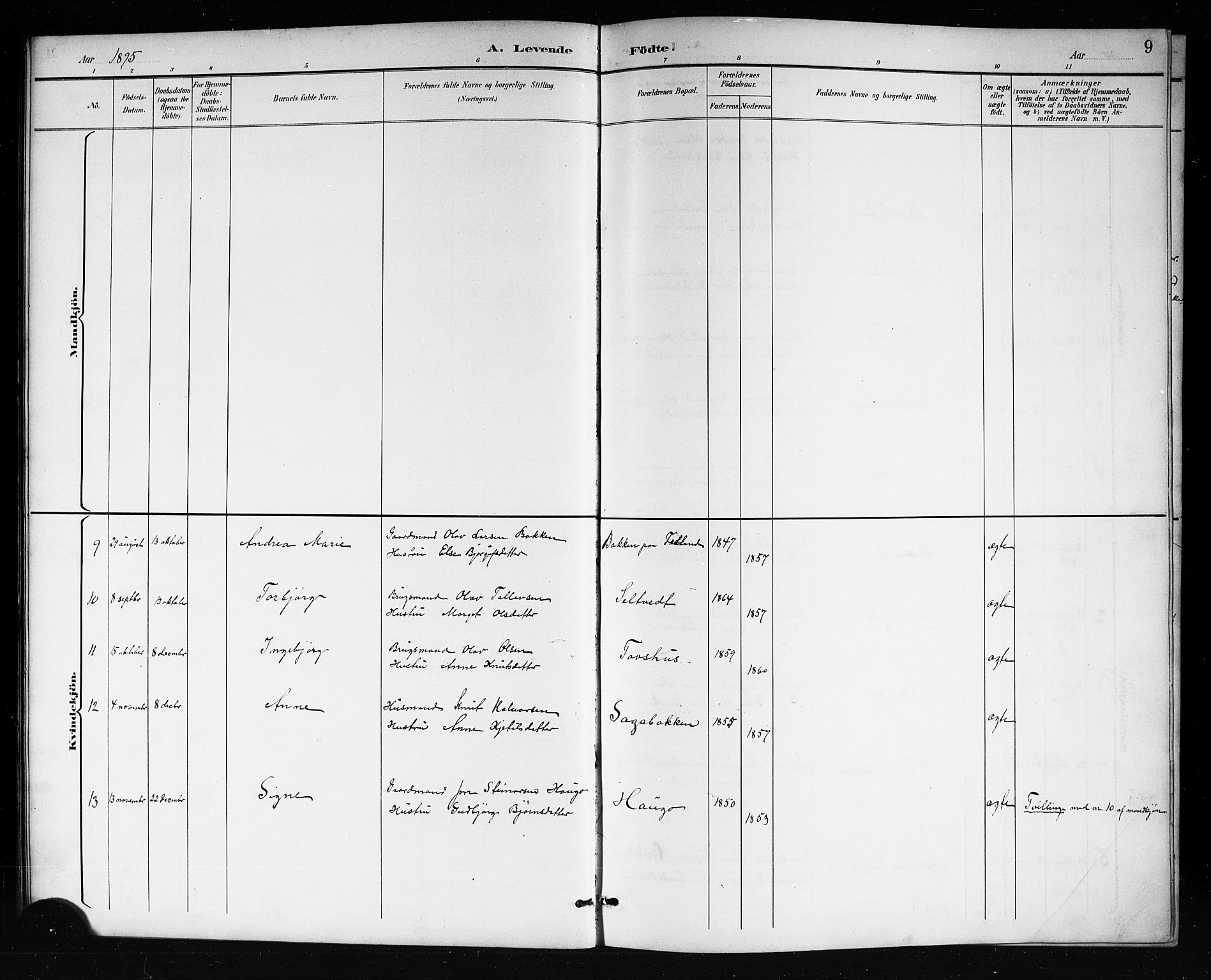 Mo kirkebøker, SAKO/A-286/G/Ga/L0002: Parish register (copy) no. I 2, 1892-1914, p. 9