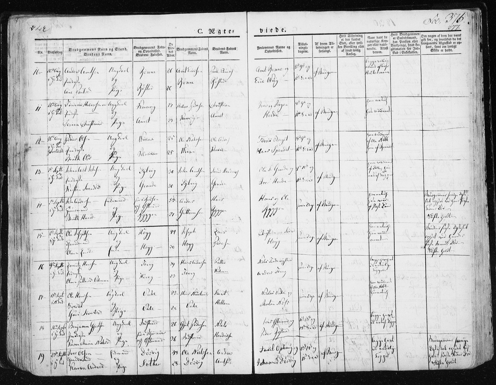 Ministerialprotokoller, klokkerbøker og fødselsregistre - Sør-Trøndelag, SAT/A-1456/659/L0735: Parish register (official) no. 659A05, 1826-1841, p. 376