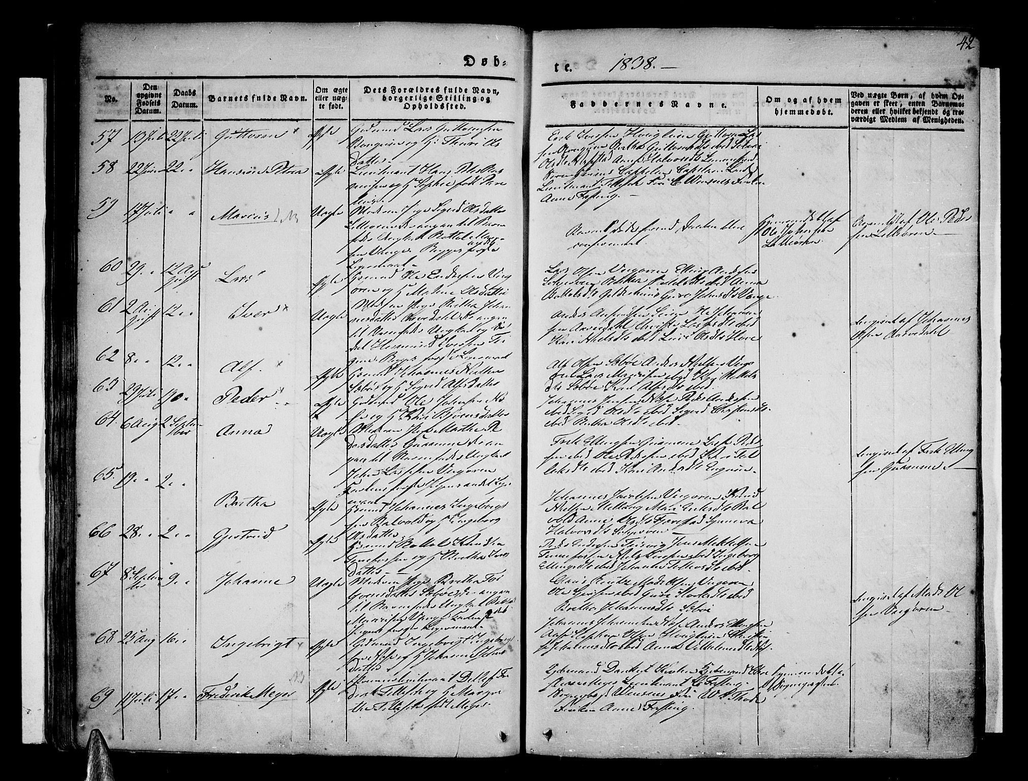 Vik sokneprestembete, SAB/A-81501: Parish register (official) no. A 7, 1831-1845, p. 42