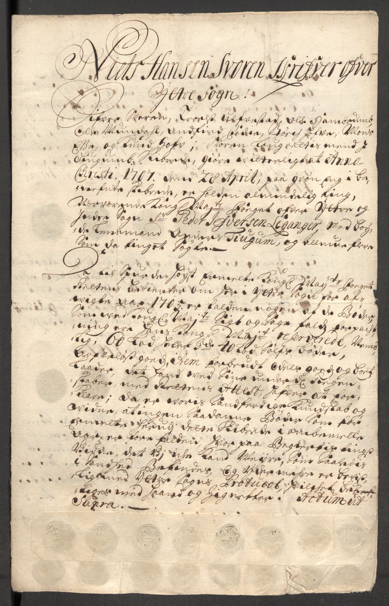 Rentekammeret inntil 1814, Reviderte regnskaper, Fogderegnskap, RA/EA-4092/R52/L3314: Fogderegnskap Sogn, 1705-1707, p. 210
