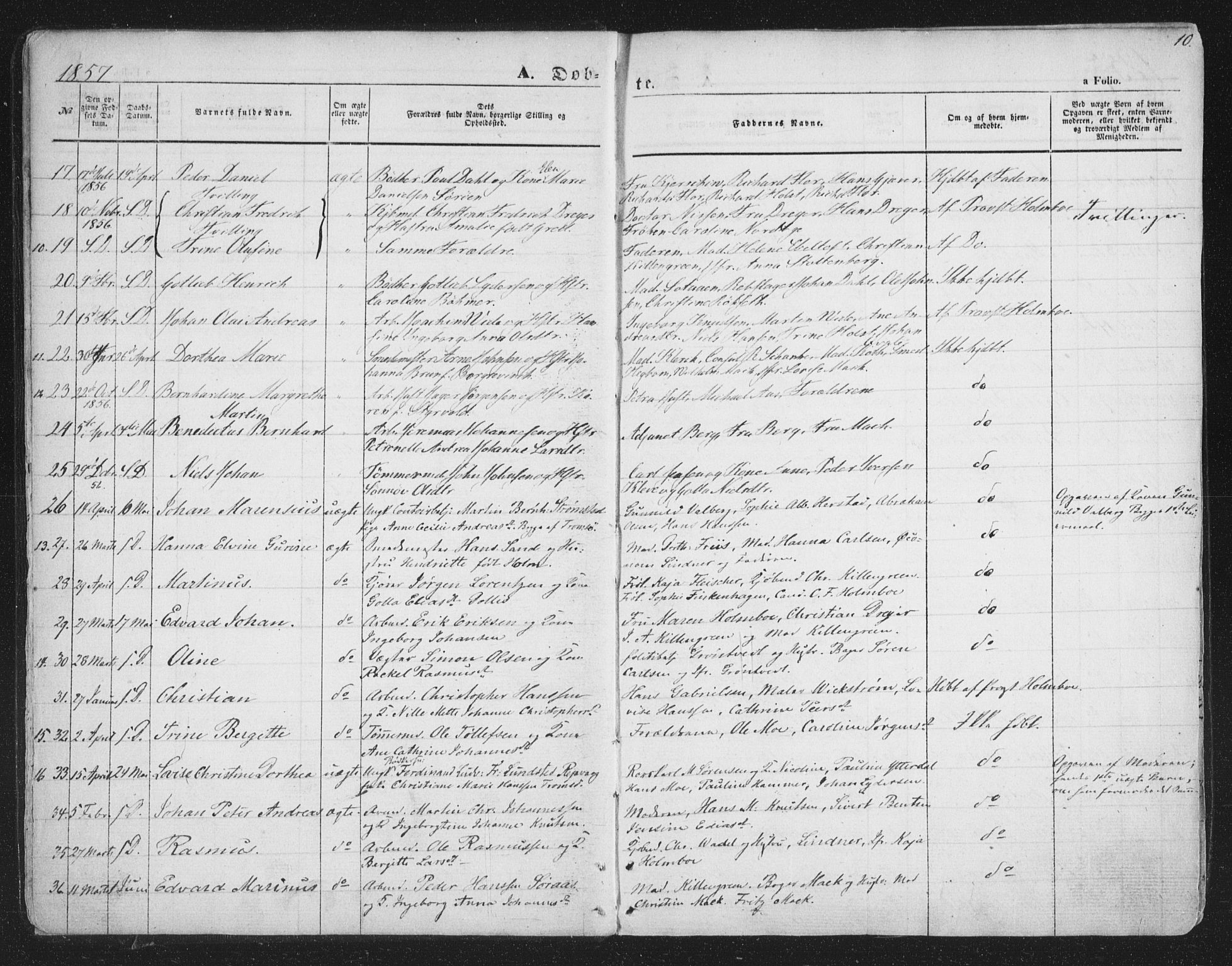 Tromsø sokneprestkontor/stiftsprosti/domprosti, SATØ/S-1343/G/Ga/L0011kirke: Parish register (official) no. 11, 1856-1865, p. 10