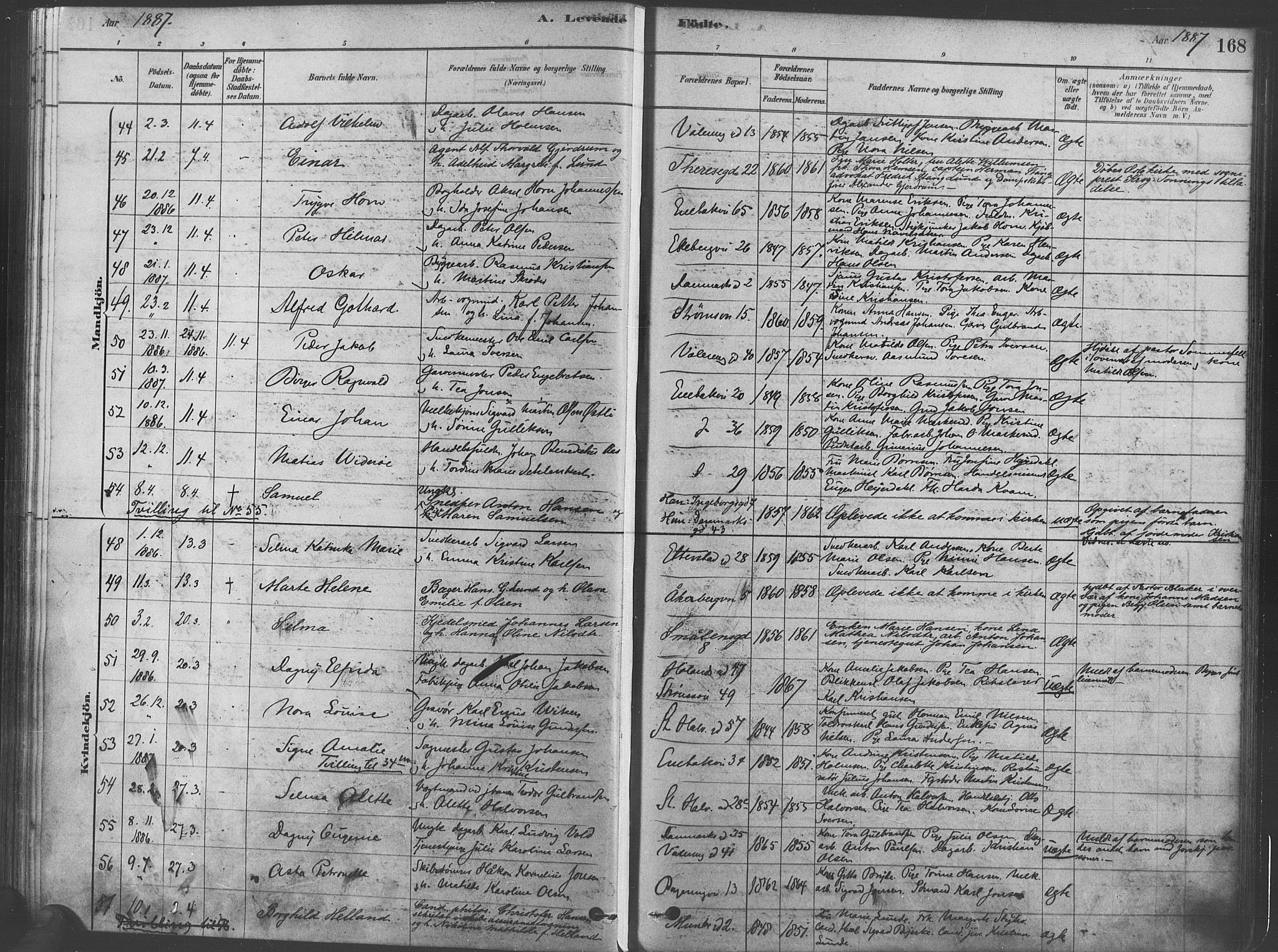 Gamlebyen prestekontor Kirkebøker, SAO/A-10884/F/Fa/L0005: Parish register (official) no. 5, 1878-1889, p. 168