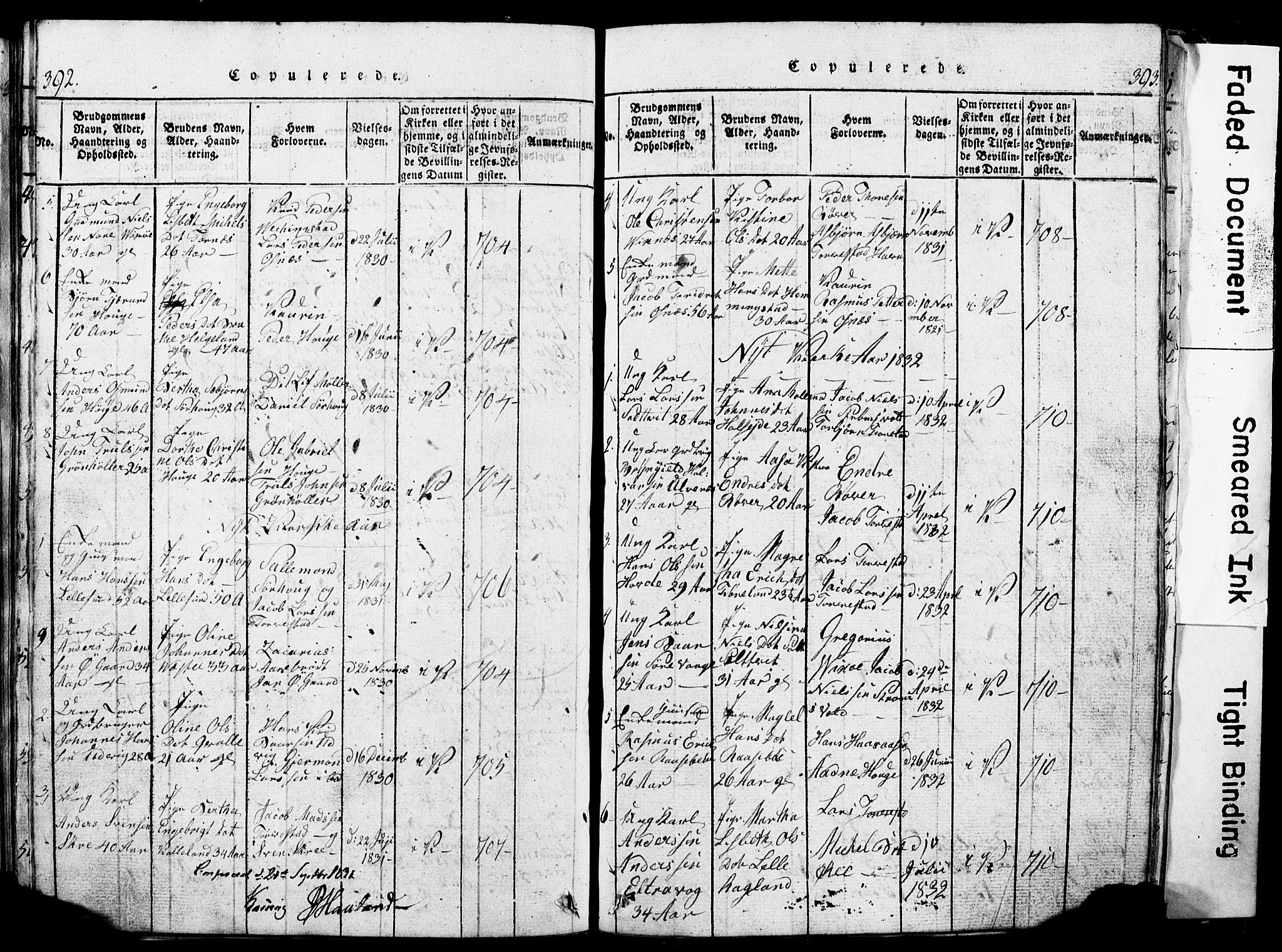 Torvastad sokneprestkontor, SAST/A -101857/H/Ha/Hab/L0002: Parish register (copy) no. B 2, 1817-1834, p. 392-393