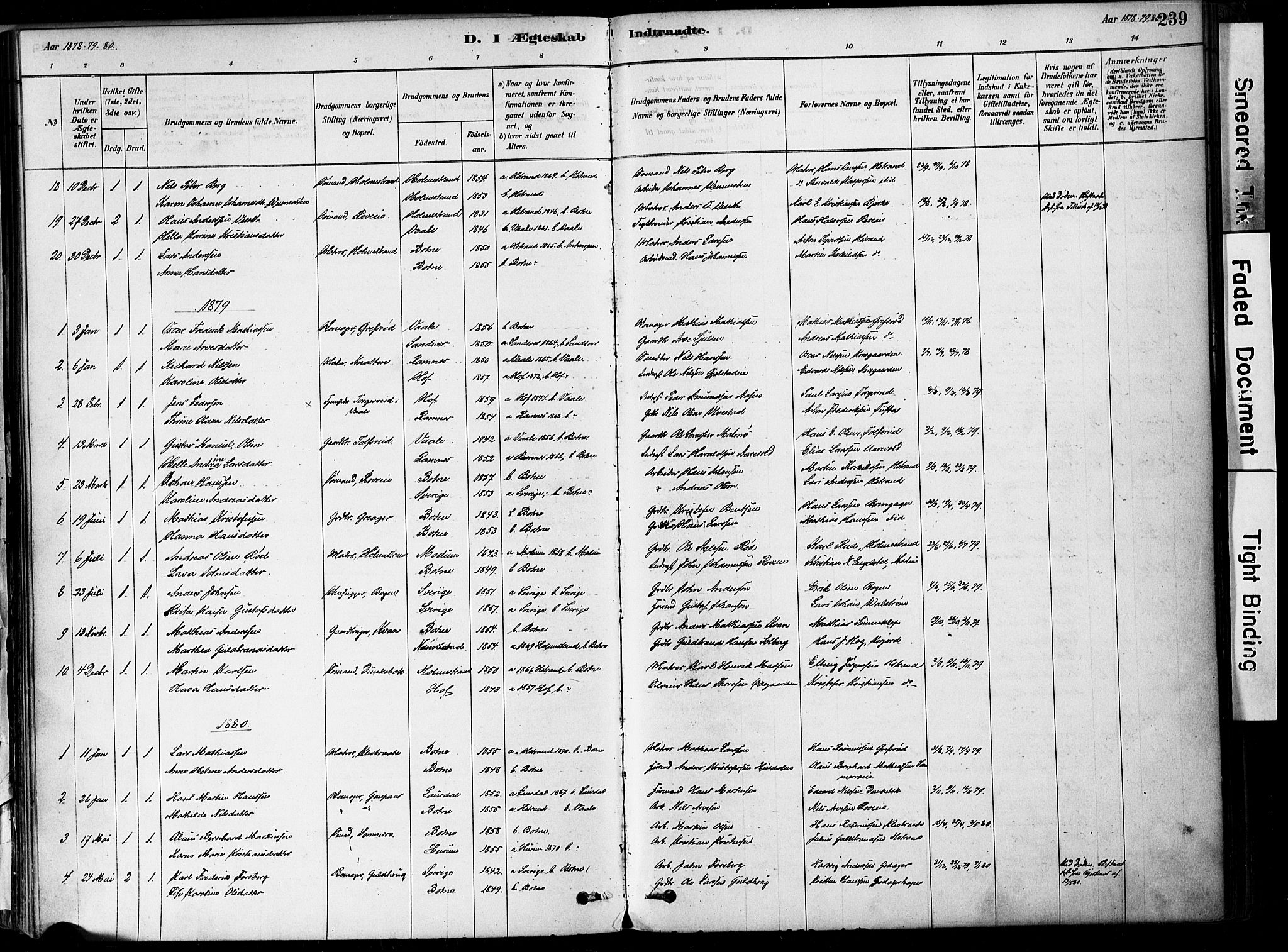 Botne kirkebøker, AV/SAKO-A-340/F/Fa/L0007: Parish register (official) no. I 7, 1878-1910, p. 239