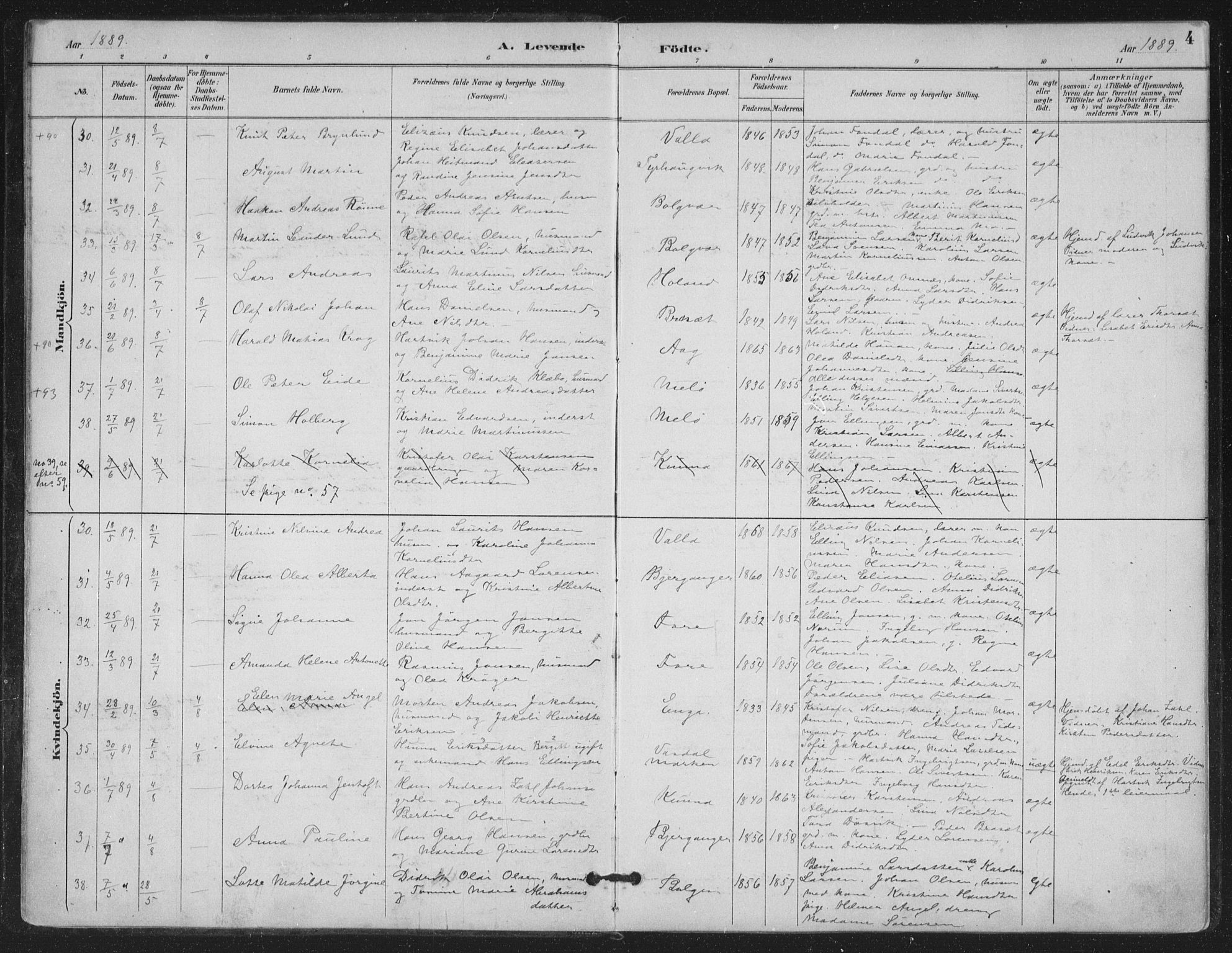 Ministerialprotokoller, klokkerbøker og fødselsregistre - Nordland, SAT/A-1459/843/L0628: Parish register (official) no. 843A03, 1889-1907, p. 4