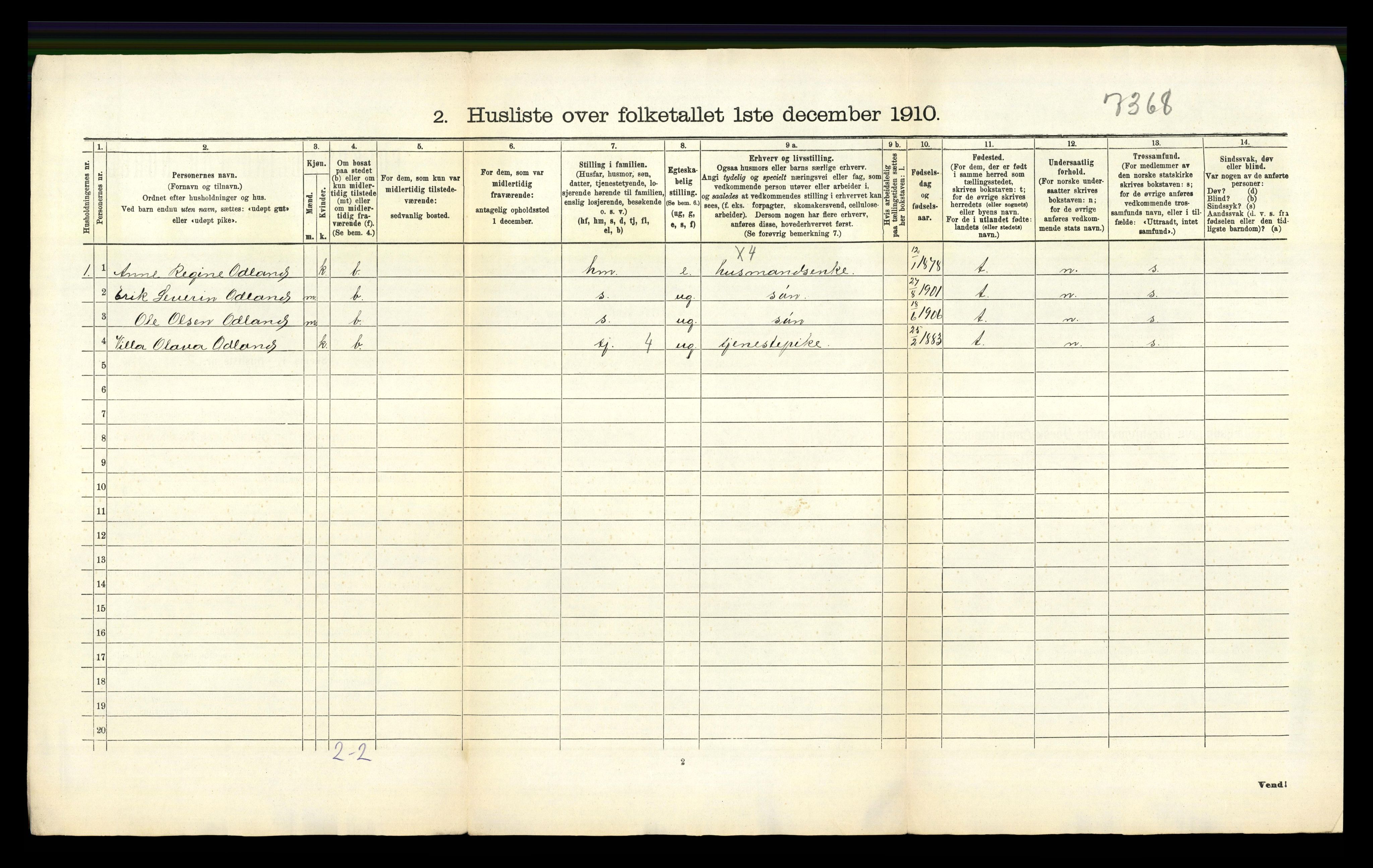 RA, 1910 census for Tysvær, 1910, p. 46