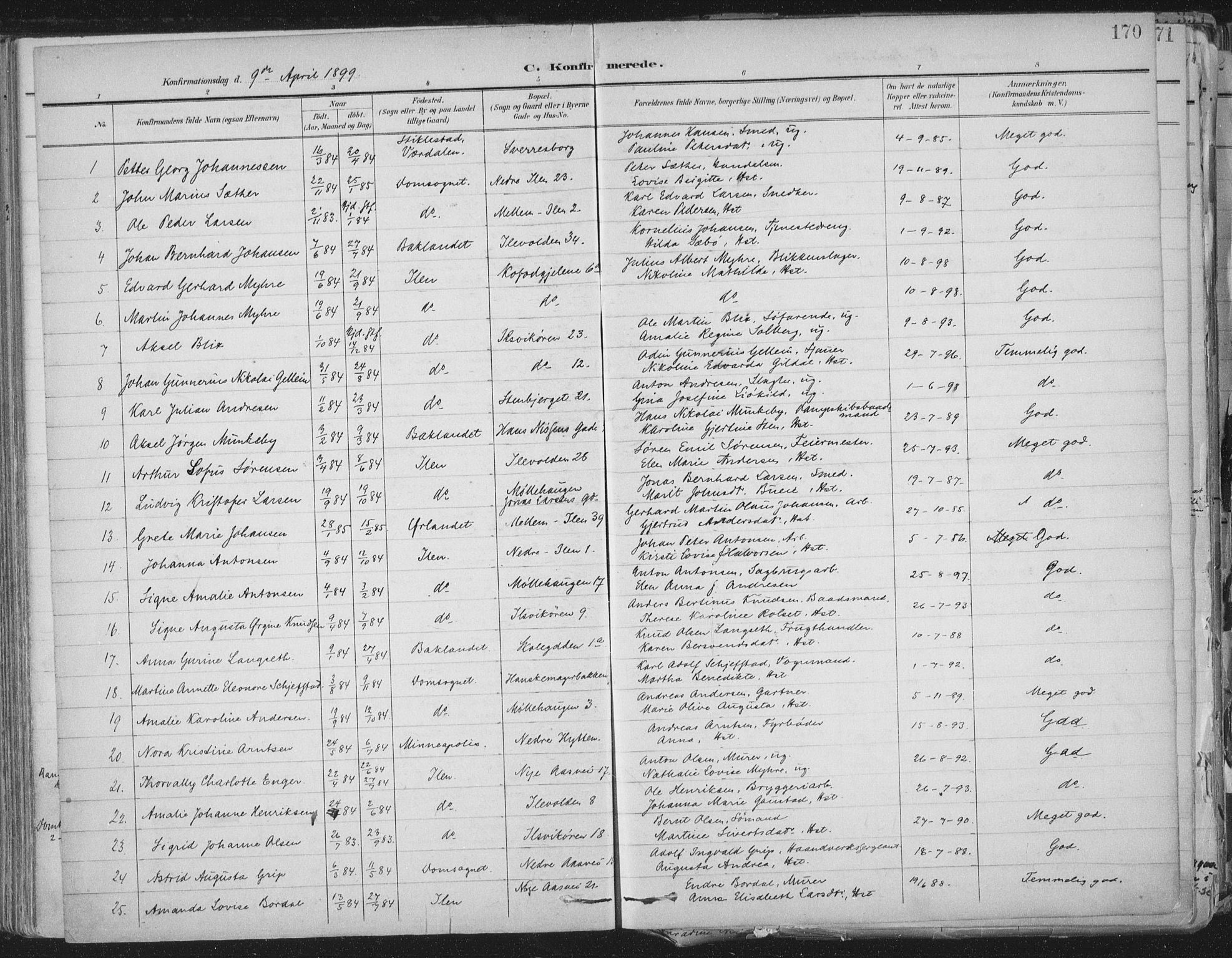 Ministerialprotokoller, klokkerbøker og fødselsregistre - Sør-Trøndelag, SAT/A-1456/603/L0167: Parish register (official) no. 603A06, 1896-1932, p. 170