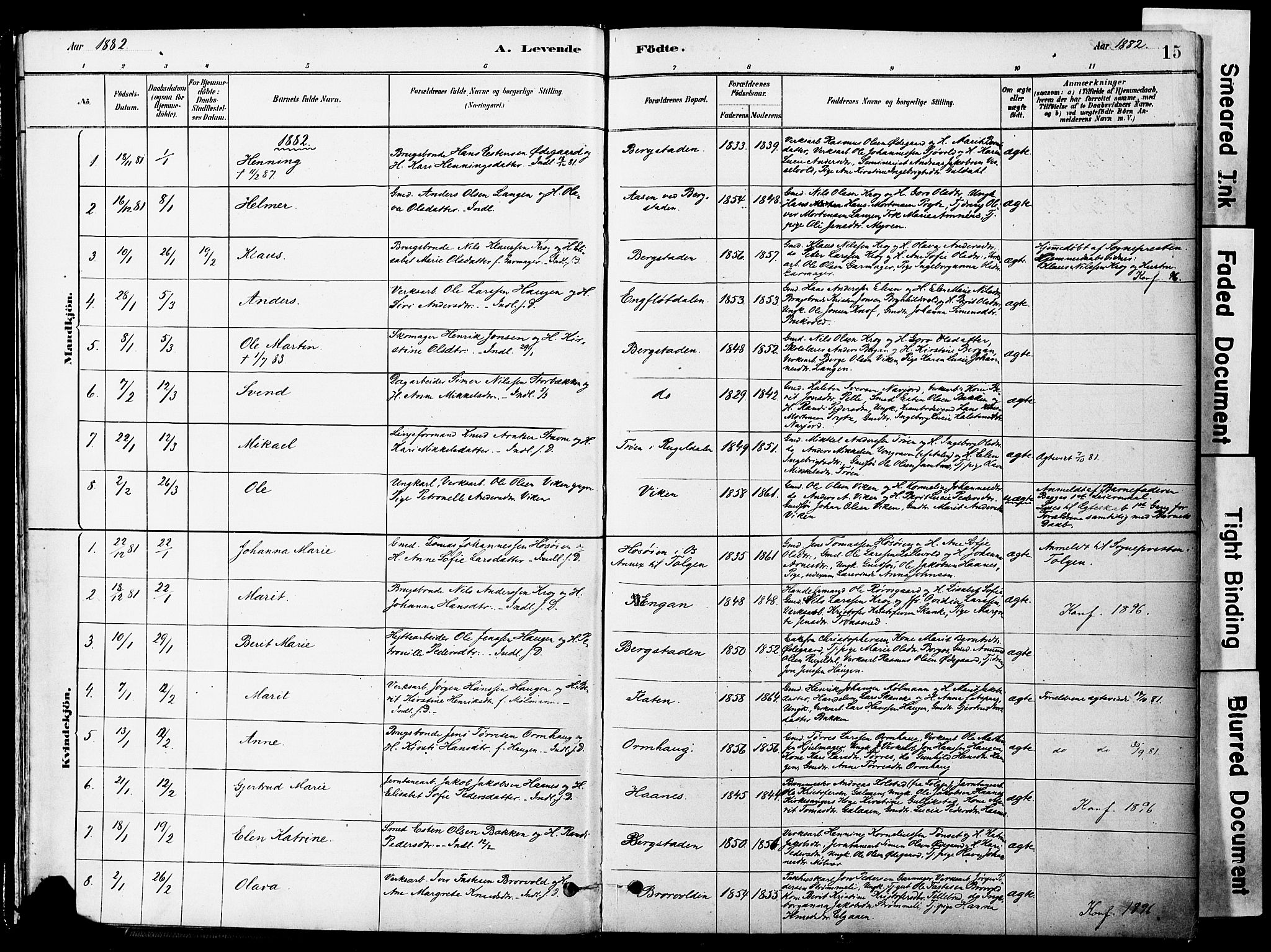 Ministerialprotokoller, klokkerbøker og fødselsregistre - Sør-Trøndelag, SAT/A-1456/681/L0933: Parish register (official) no. 681A11, 1879-1890, p. 15