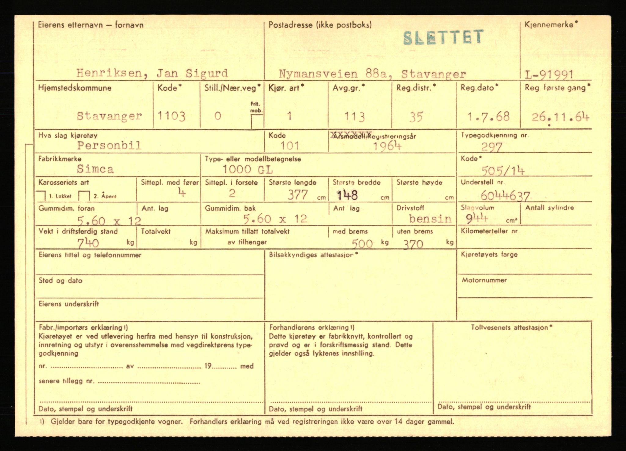 Stavanger trafikkstasjon, AV/SAST-A-101942/0/F/L0075: L-88800 - L-92499, 1930-1971, p. 2074