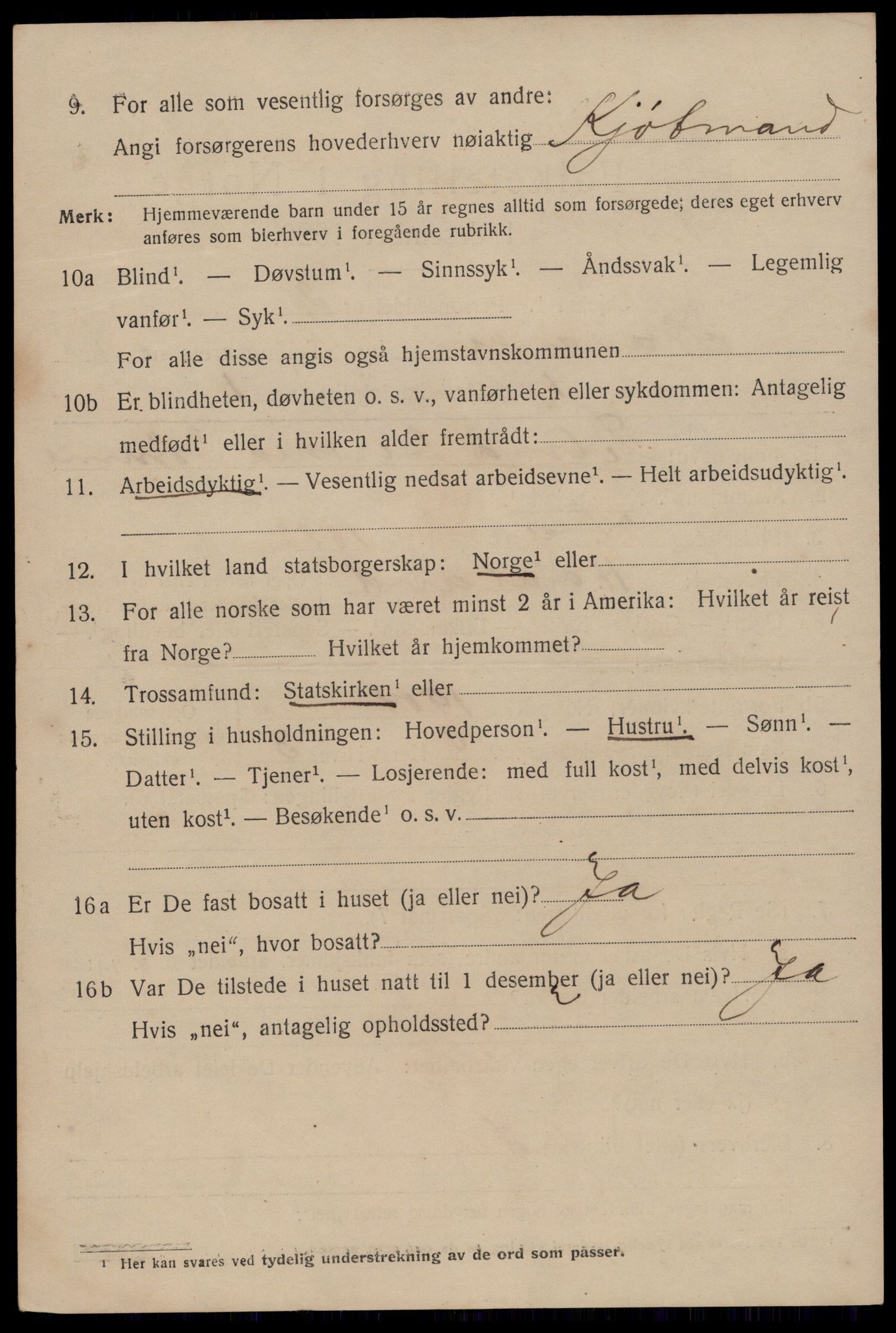 SAST, 1920 census for Stavanger, 1920, p. 105139