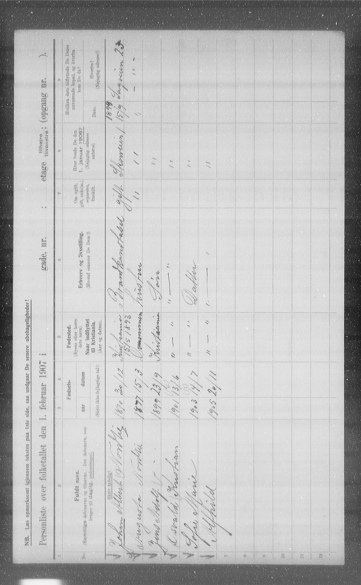 OBA, Municipal Census 1907 for Kristiania, 1907, p. 49213