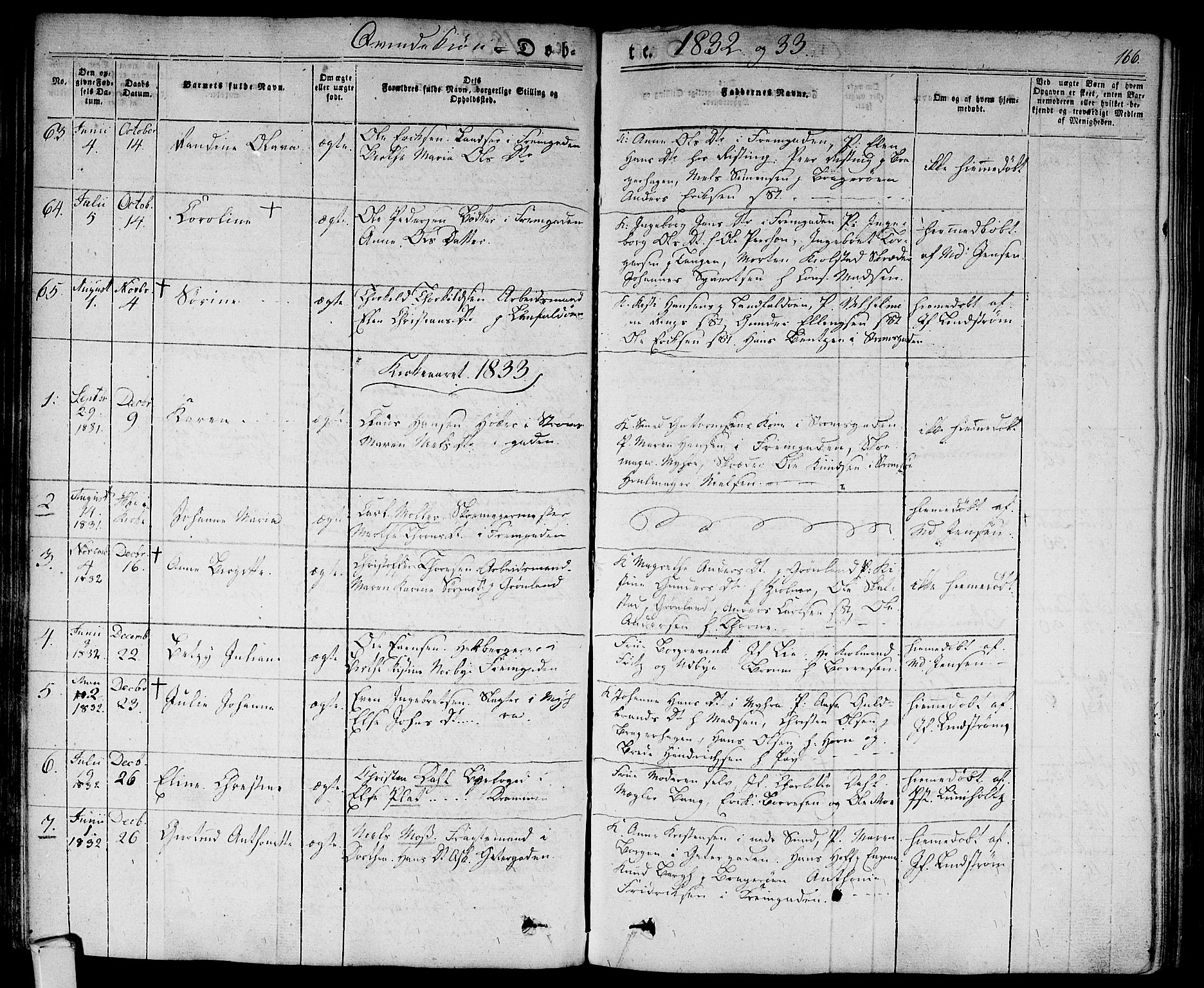Bragernes kirkebøker, SAKO/A-6/F/Fb/L0001: Parish register (official) no. II 1, 1830-1847, p. 166