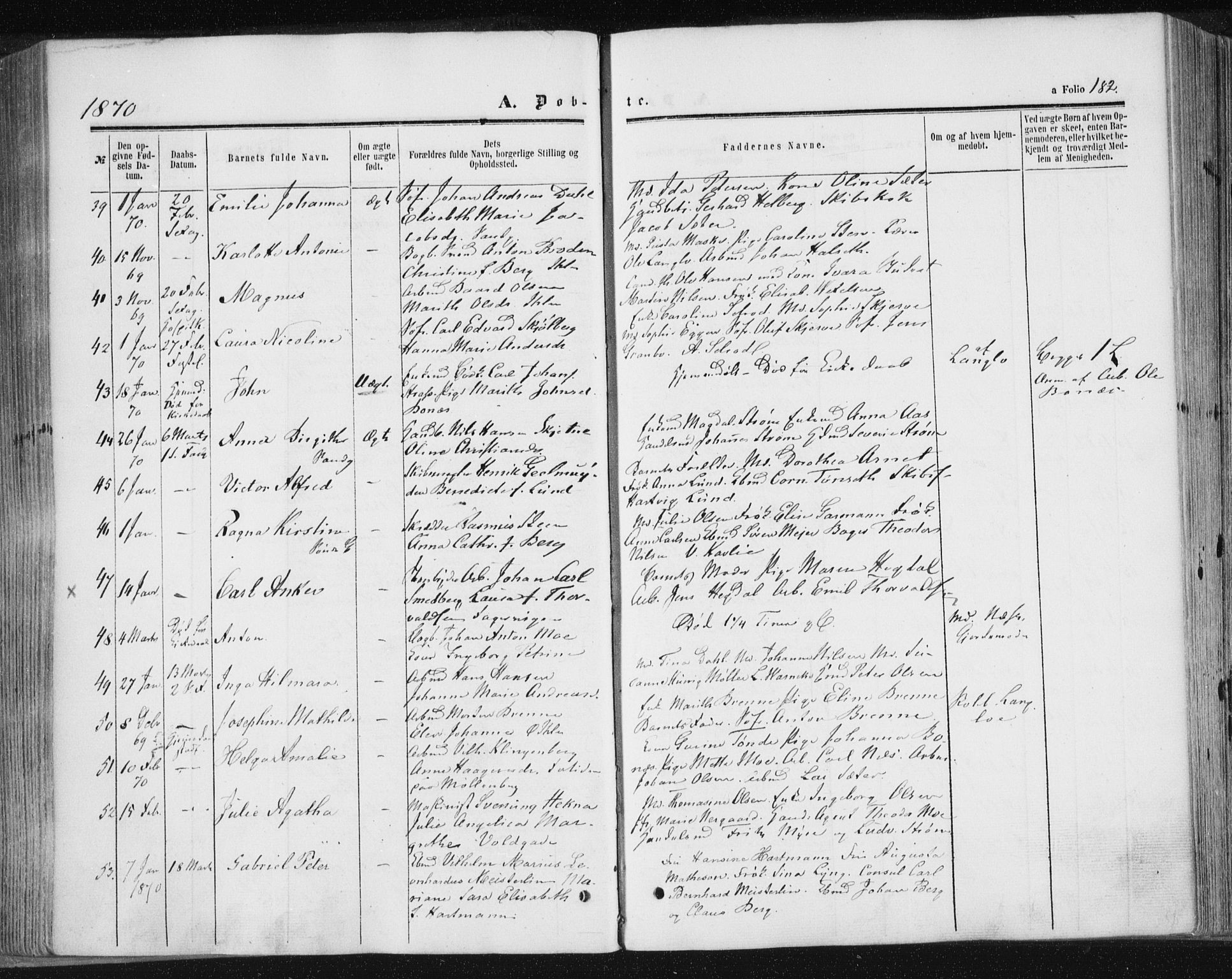 Ministerialprotokoller, klokkerbøker og fødselsregistre - Sør-Trøndelag, SAT/A-1456/602/L0115: Parish register (official) no. 602A13, 1860-1872, p. 182