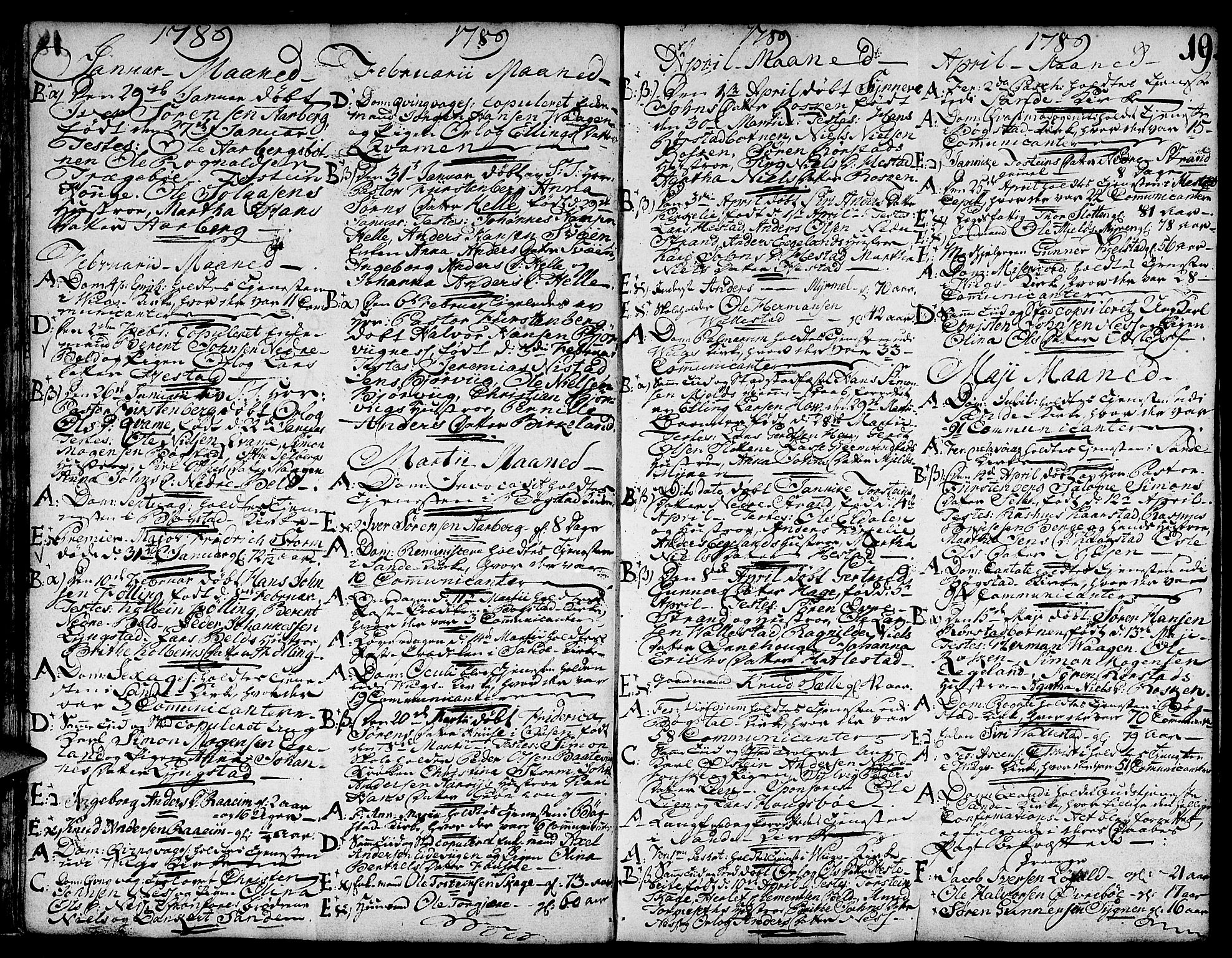 Gaular sokneprestembete, SAB/A-80001/H/Haa: Parish register (official) no. A 2, 1785-1821, p. 19