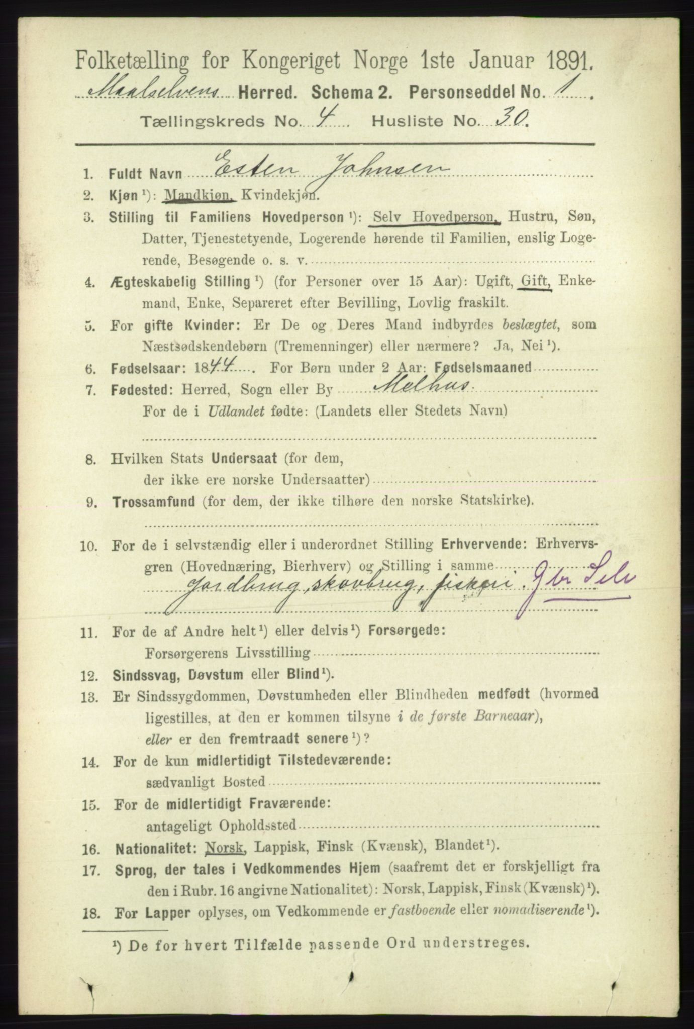 RA, 1891 census for 1924 Målselv, 1891, p. 1310