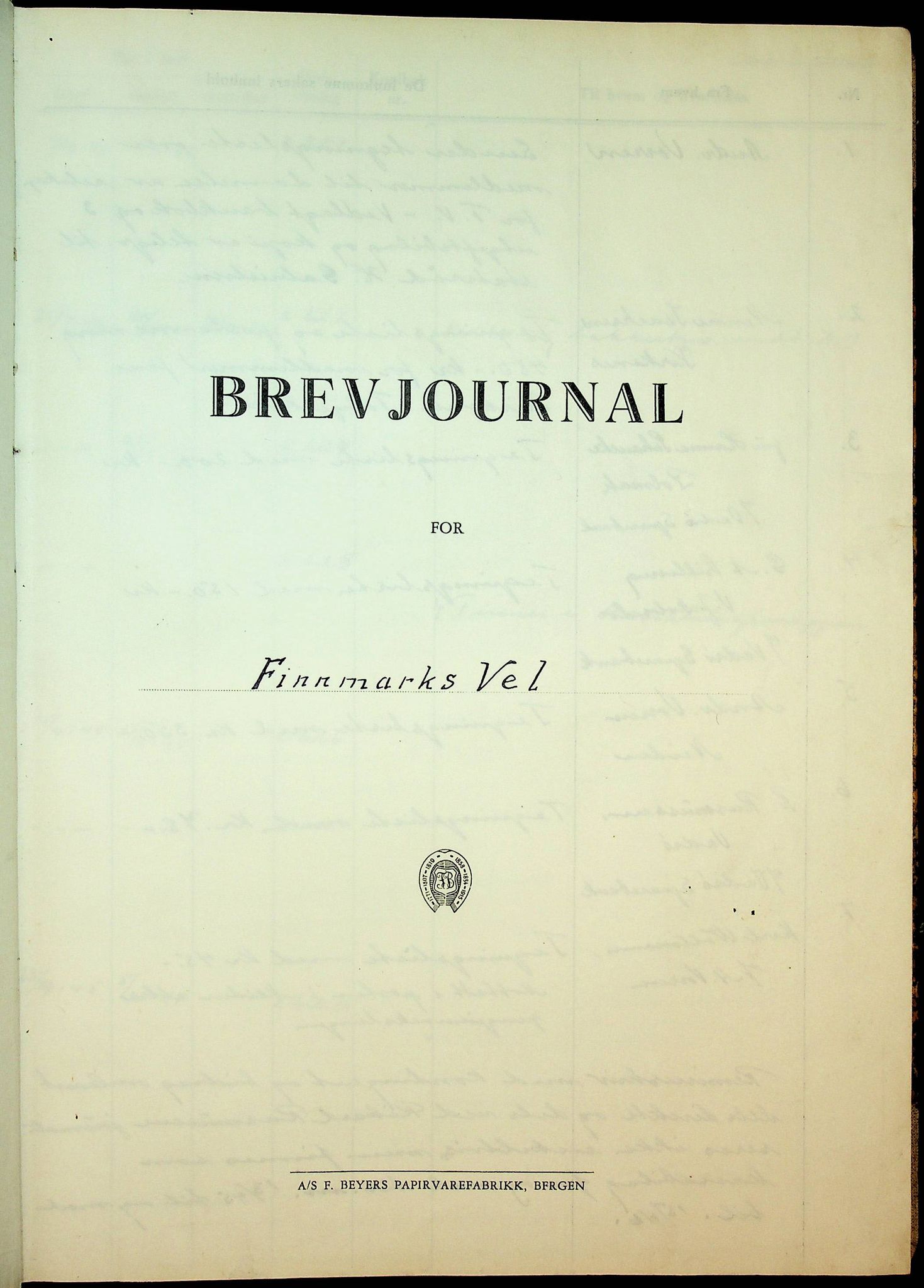 Selskapet Finnmarks Vel, FMFB/A-1015/C/L0003: Brevjournal, 1945-1950