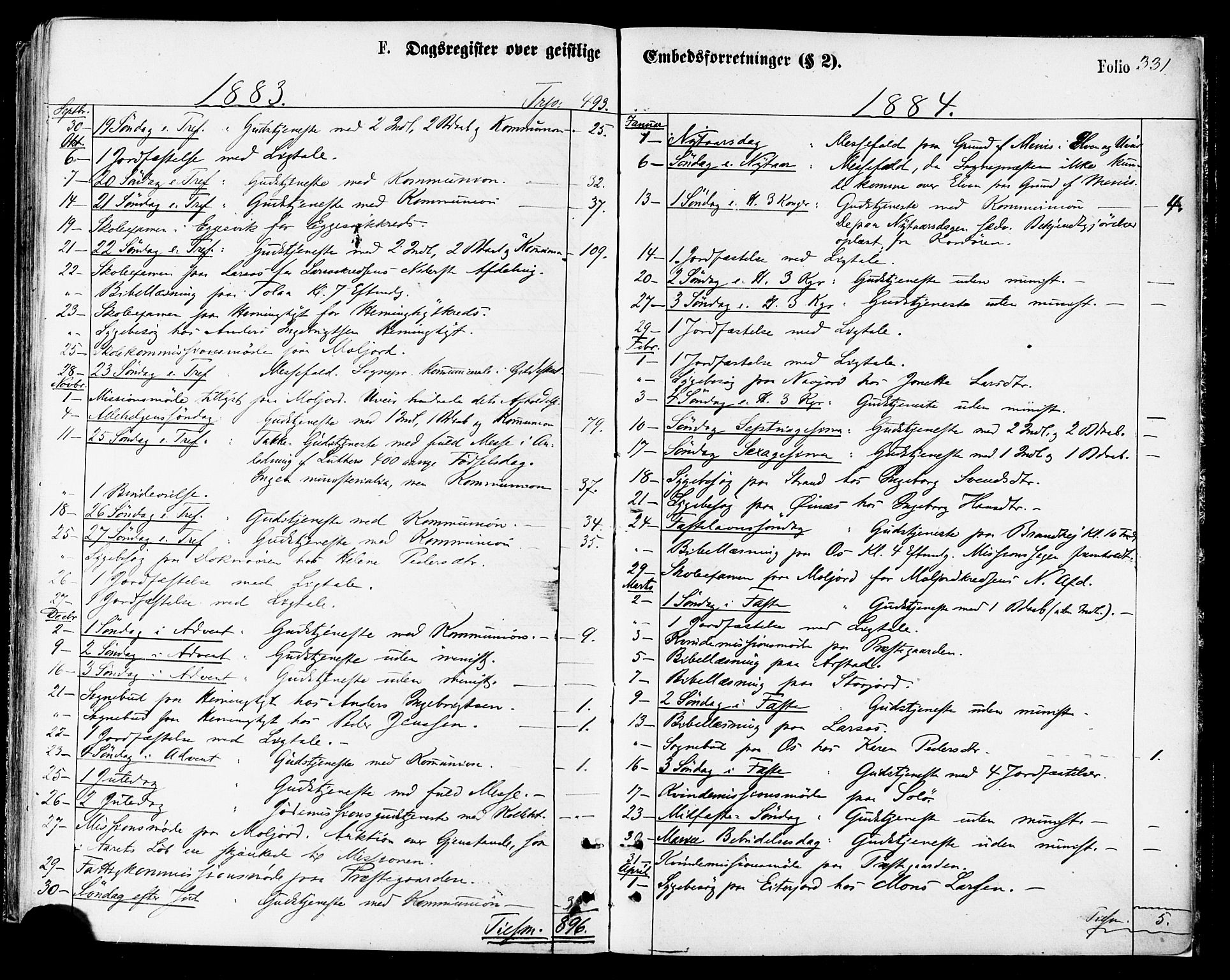 Ministerialprotokoller, klokkerbøker og fødselsregistre - Nordland, SAT/A-1459/846/L0645: Parish register (official) no. 846A03, 1872-1886, p. 331