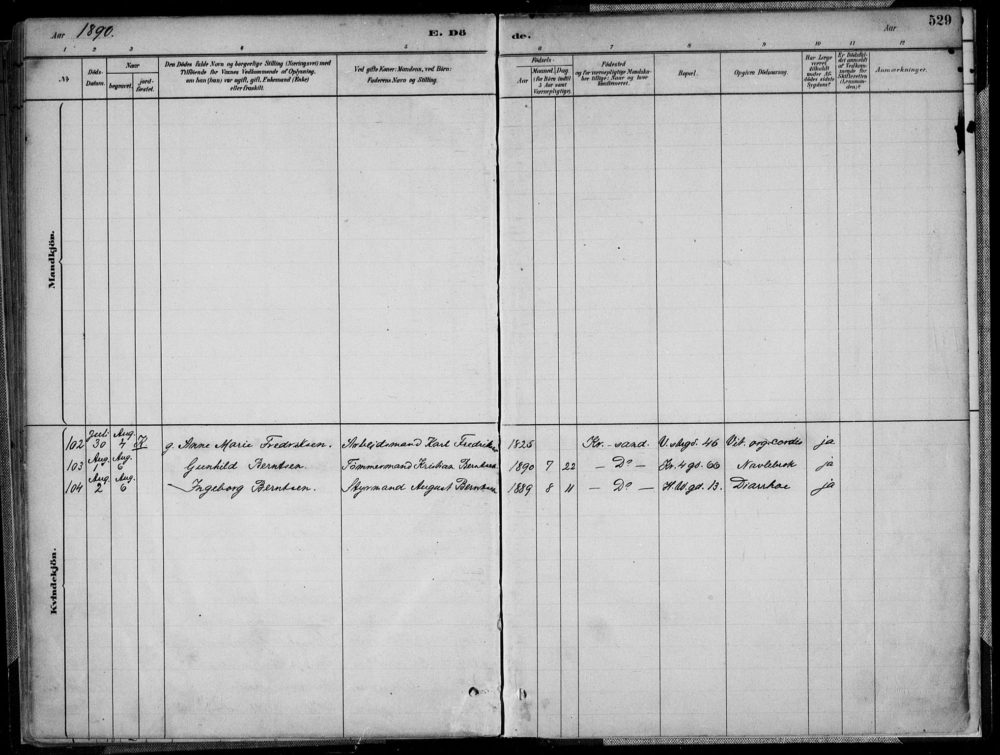 Kristiansand domprosti, AV/SAK-1112-0006/F/Fa/L0017: Parish register (official) no. A 16B, 1880-1890, p. 529