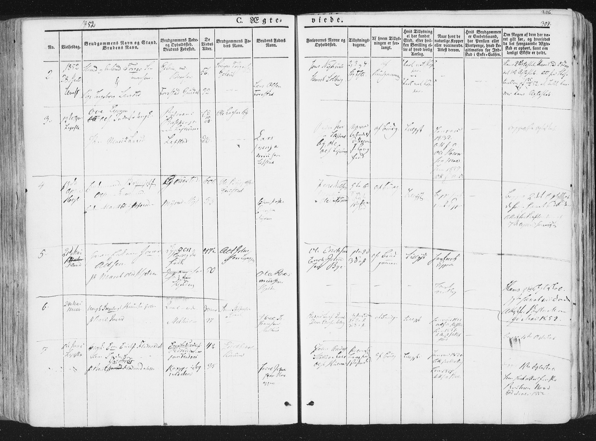 Ministerialprotokoller, klokkerbøker og fødselsregistre - Sør-Trøndelag, SAT/A-1456/691/L1074: Parish register (official) no. 691A06, 1842-1852, p. 304