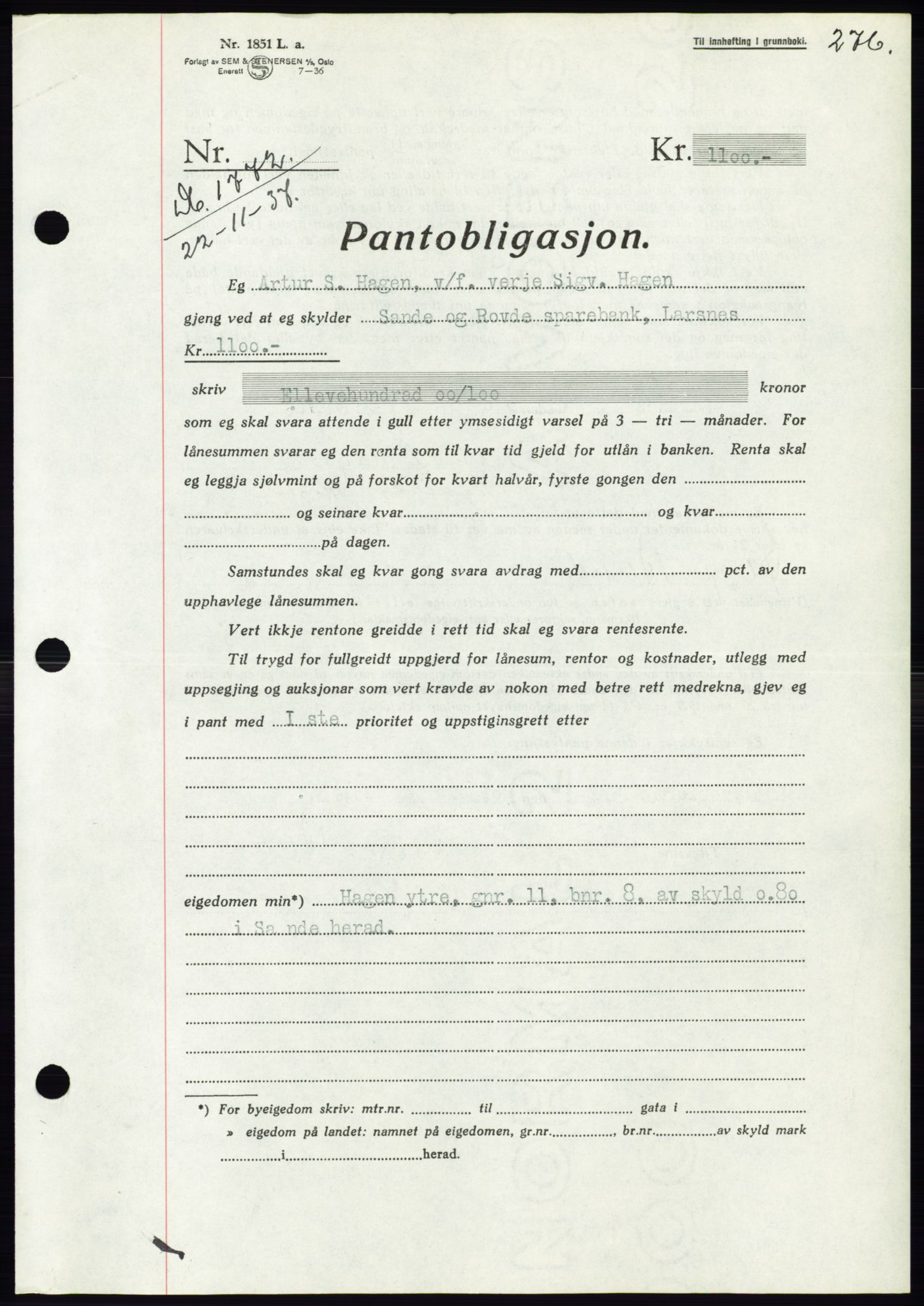 Søre Sunnmøre sorenskriveri, AV/SAT-A-4122/1/2/2C/L0064: Mortgage book no. 58, 1937-1938, Diary no: : 1772/1937