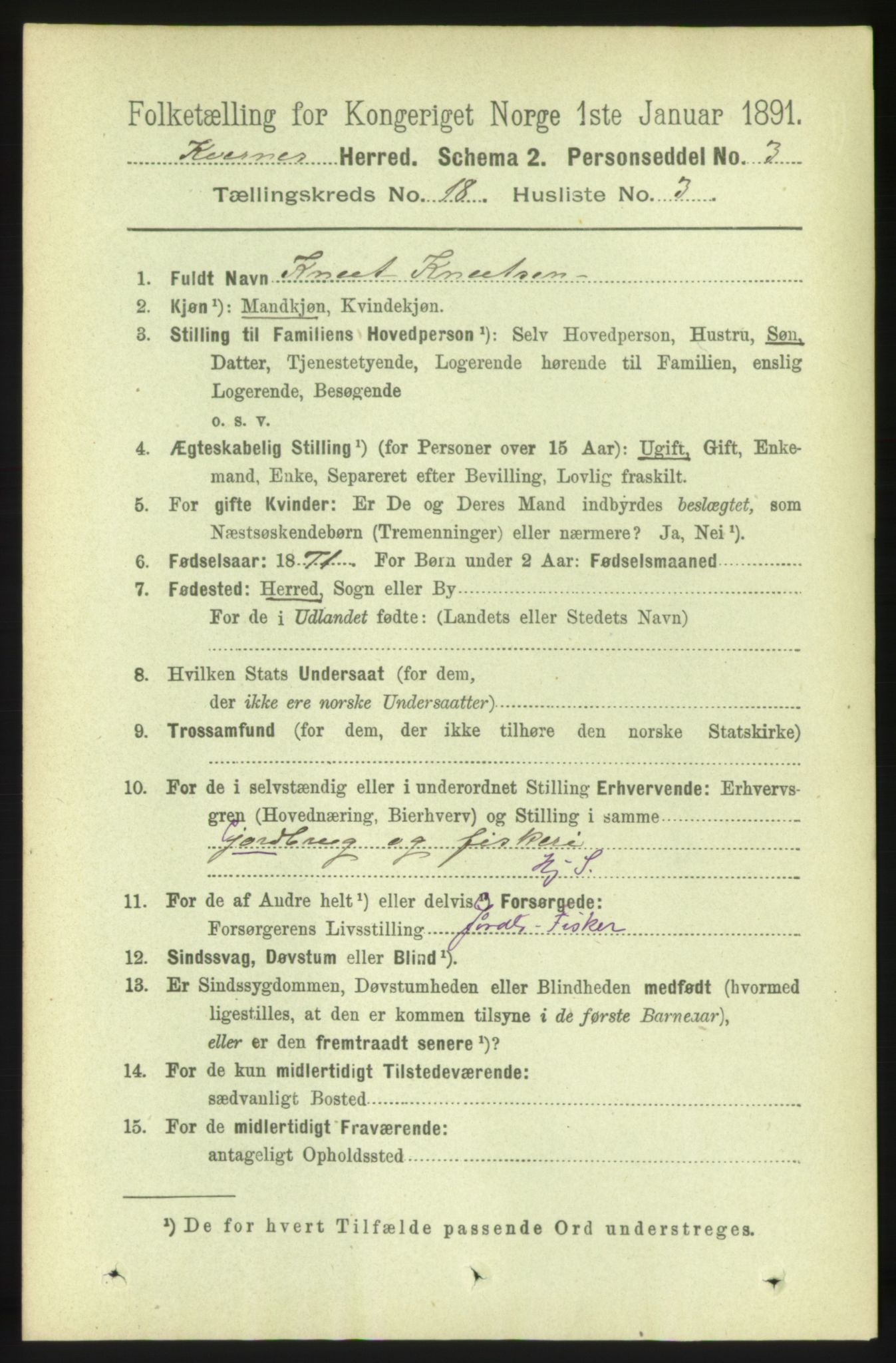 RA, 1891 census for 1553 Kvernes, 1891, p. 7767