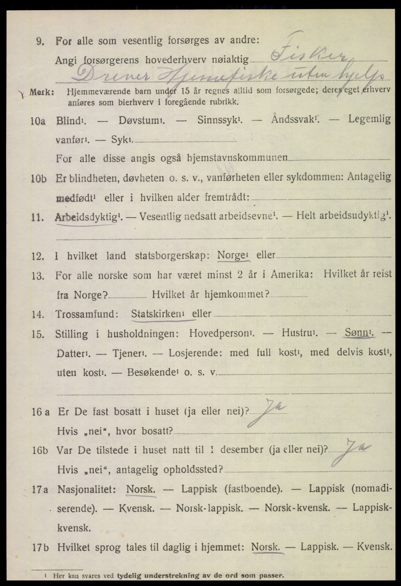 SAT, 1920 census for Vikna, 1920, p. 7294