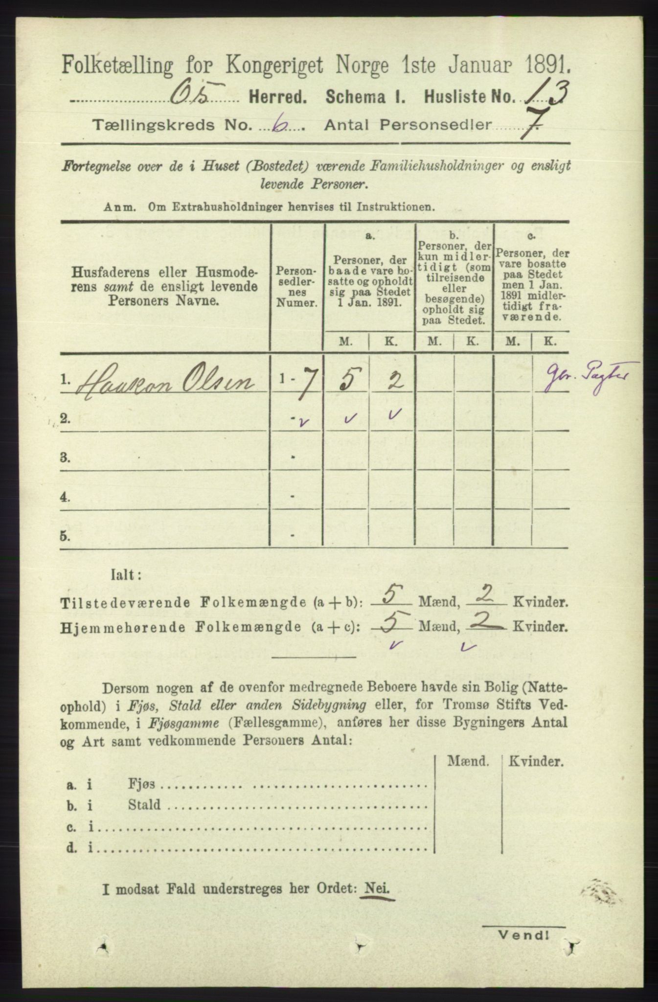 RA, 1891 census for 1243 Os, 1891, p. 1417