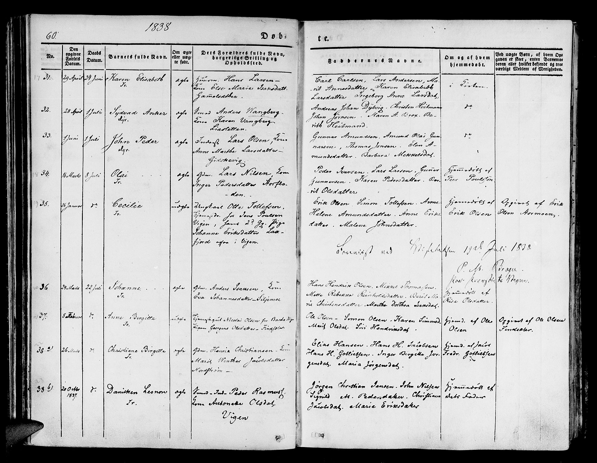 Tranøy sokneprestkontor, AV/SATØ-S-1313/I/Ia/Iaa/L0005kirke: Parish register (official) no. 5, 1829-1844, p. 60