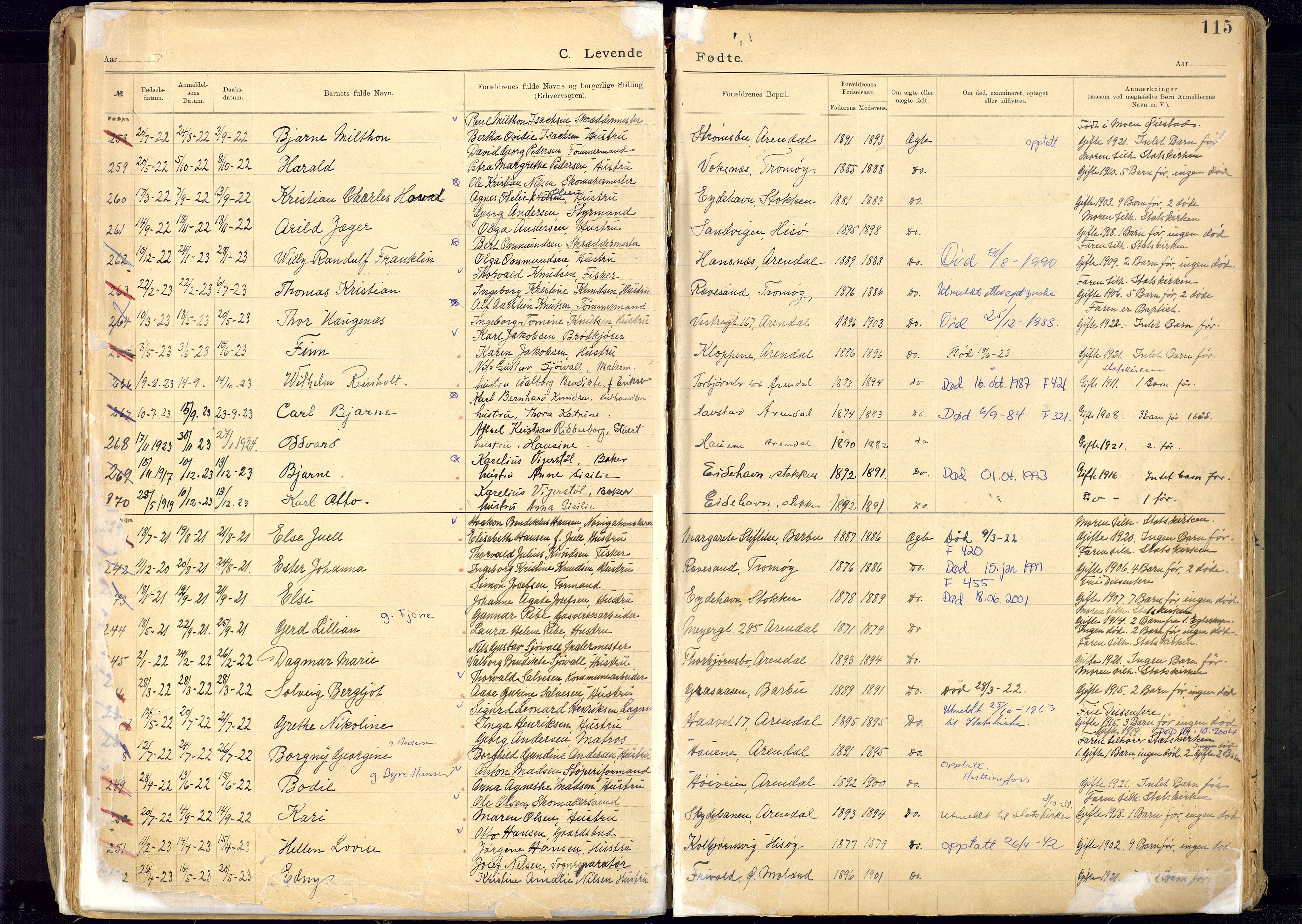 Metodistmenigheten, Arendal, AV/SAK-1292-0011/F/Fa/L0005: Dissenter register no. 5, 1892-1942, p. 115