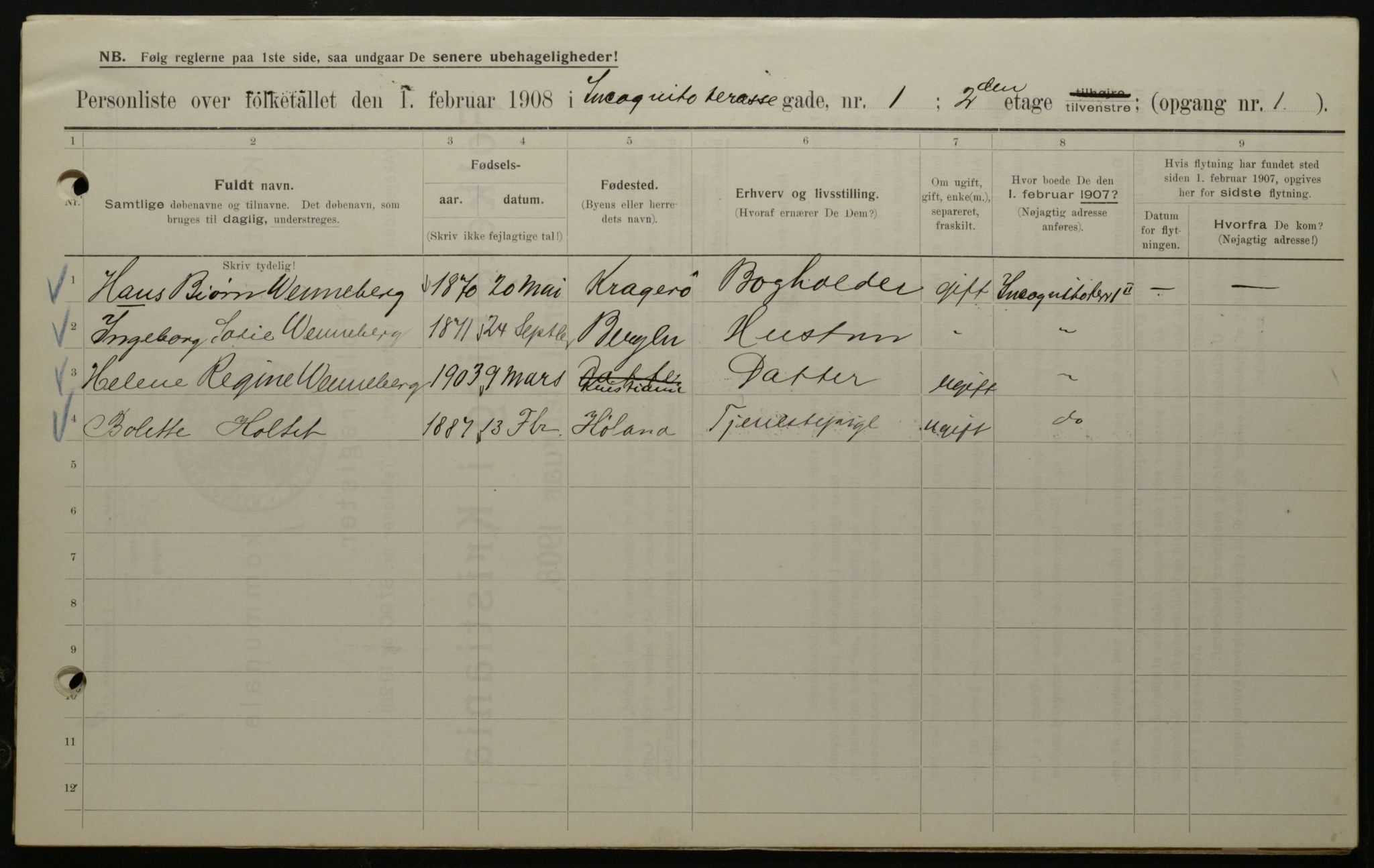 OBA, Municipal Census 1908 for Kristiania, 1908, p. 39821