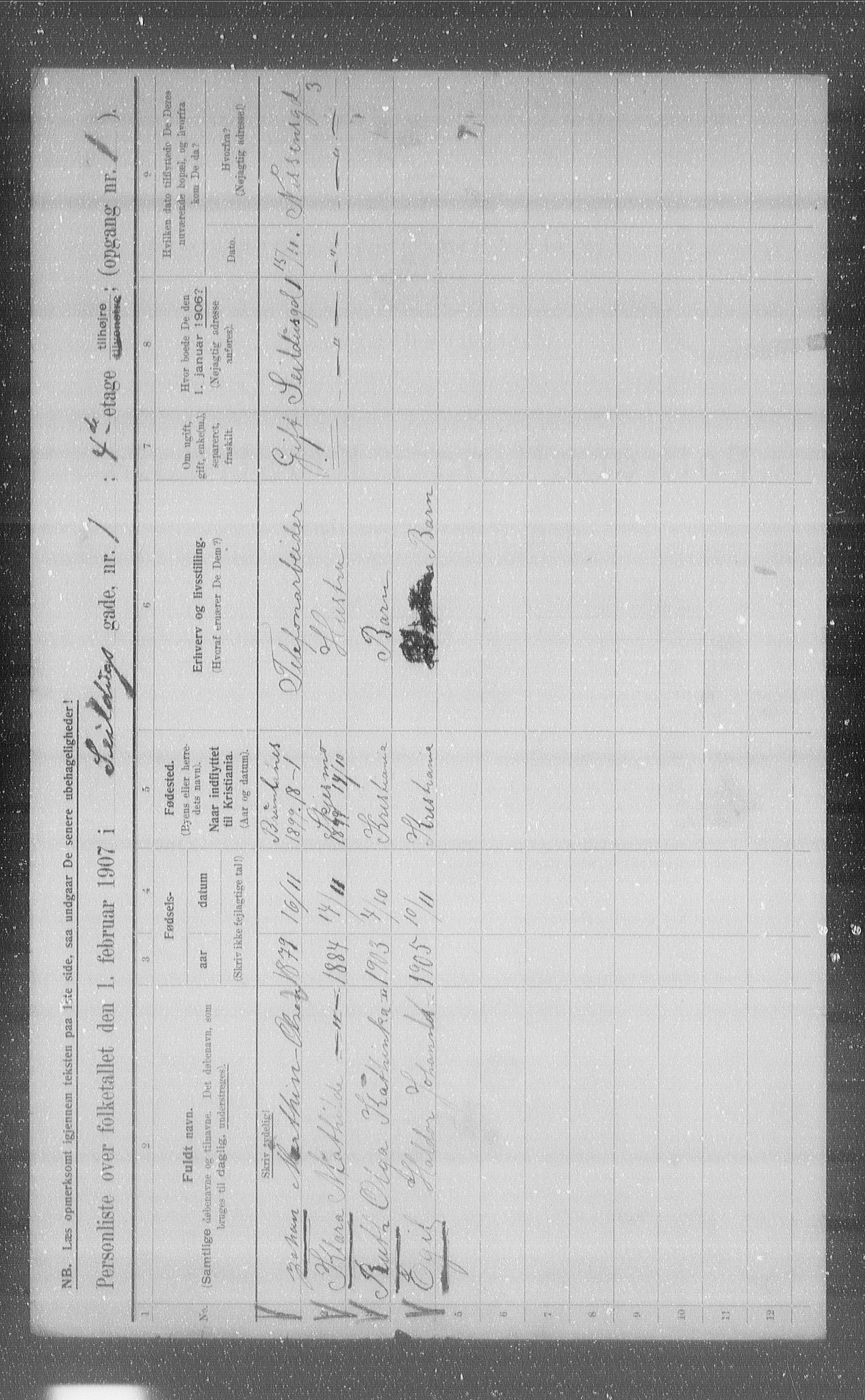 OBA, Municipal Census 1907 for Kristiania, 1907, p. 47903