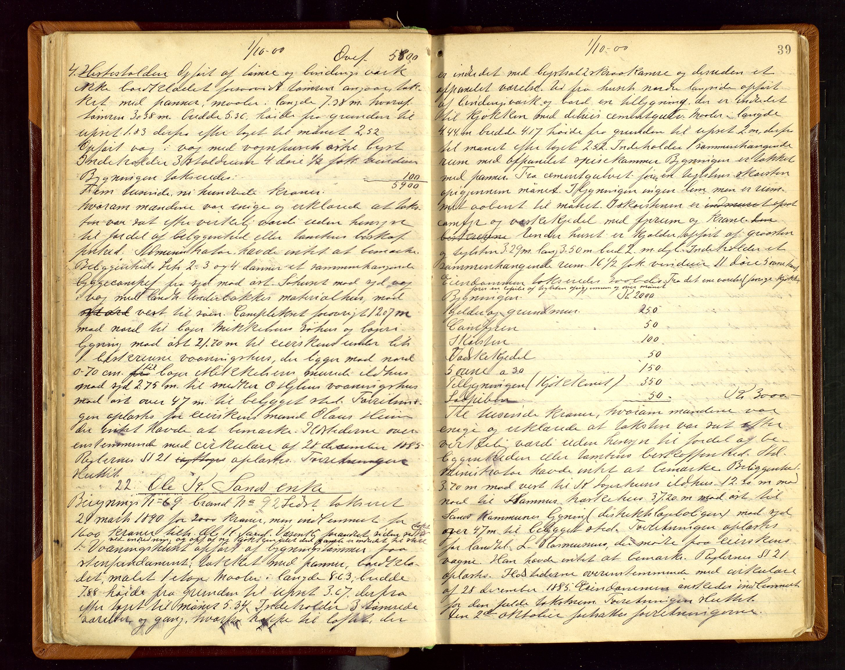 Sand lensmannskontor, AV/SAST-A-100415/Gob/L0003: Branntakstprotokoll, 1893-1936, p. 38b-39a