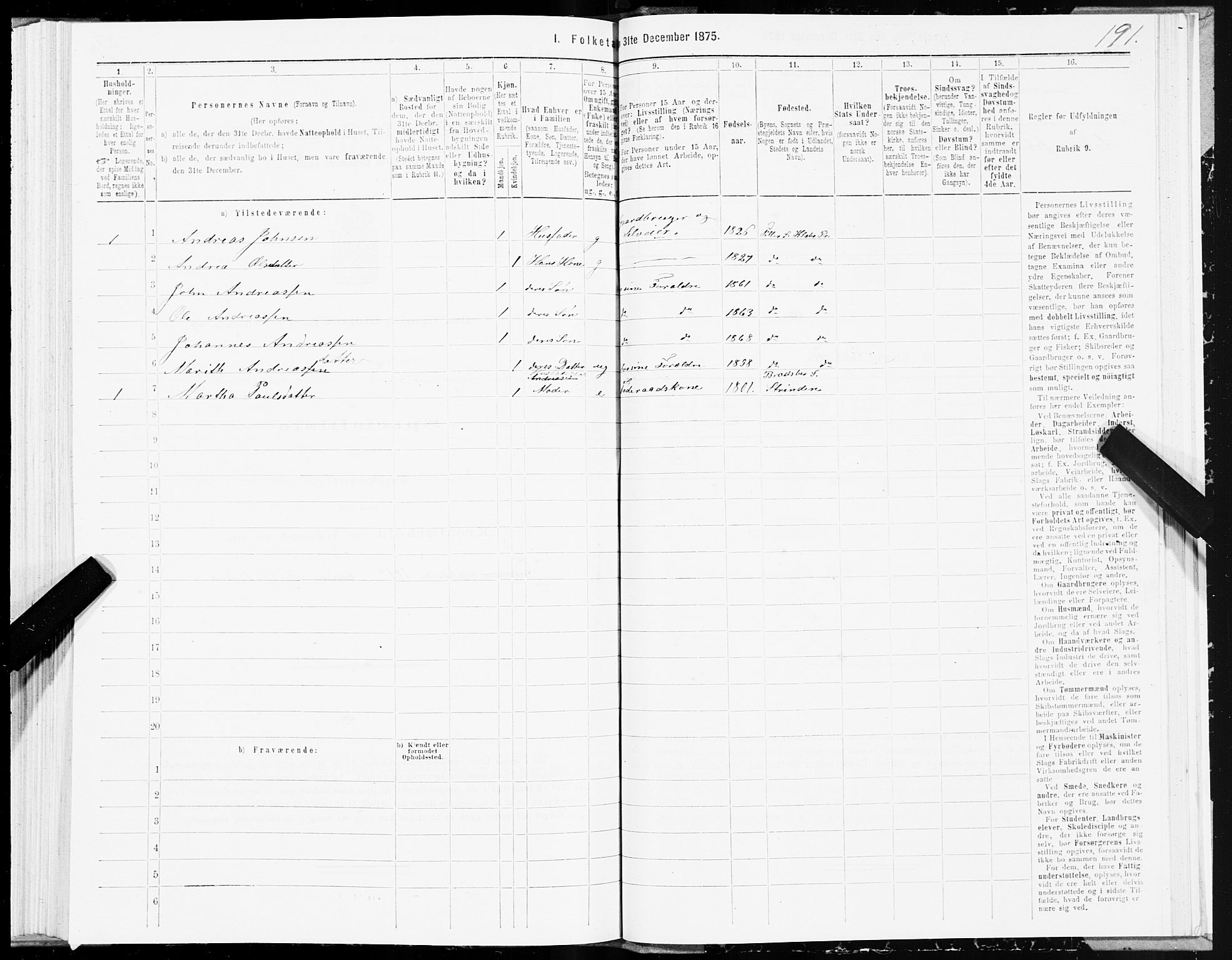 SAT, 1875 census for 1662P Klæbu, 1875, p. 2191