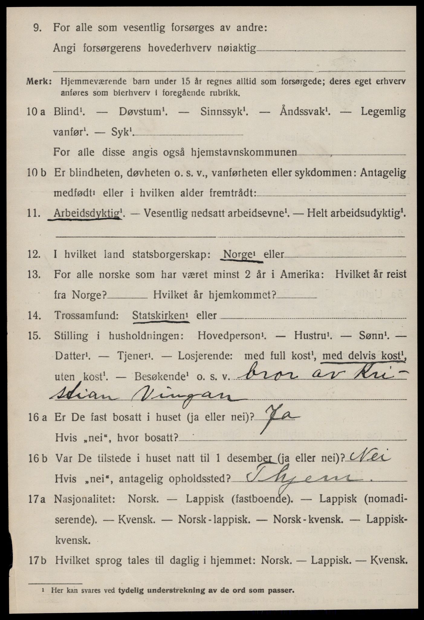 SAT, 1920 census for Ørland, 1920, p. 1410