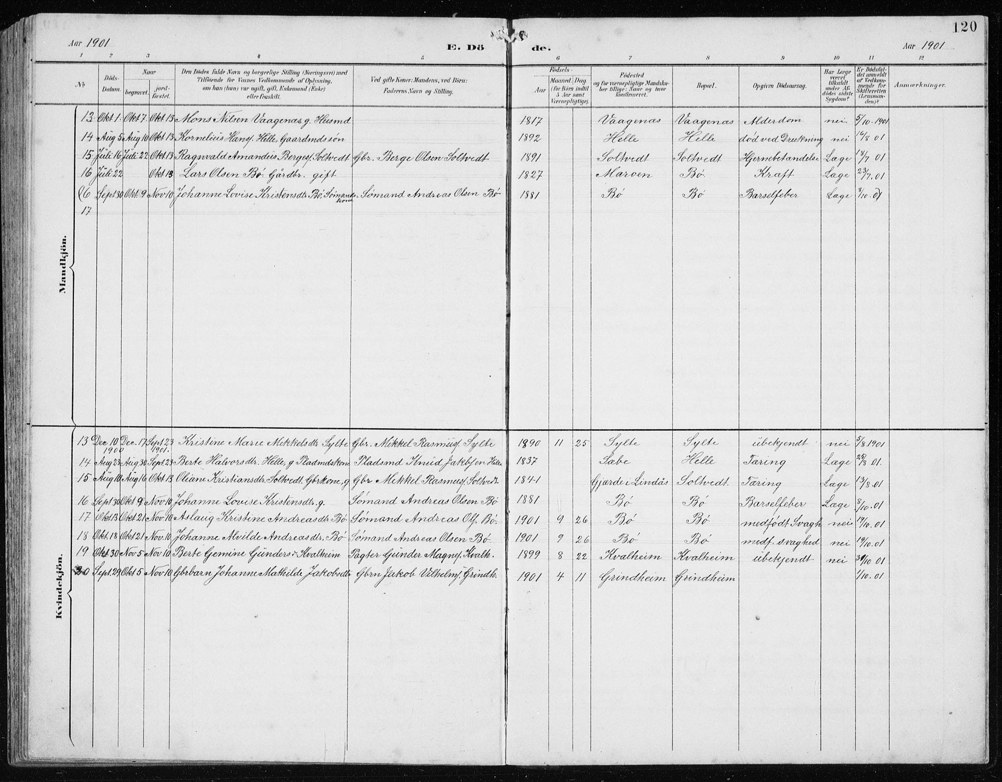 Manger sokneprestembete, AV/SAB-A-76801/H/Hab: Parish register (copy) no. B 3, 1891-1907, p. 120