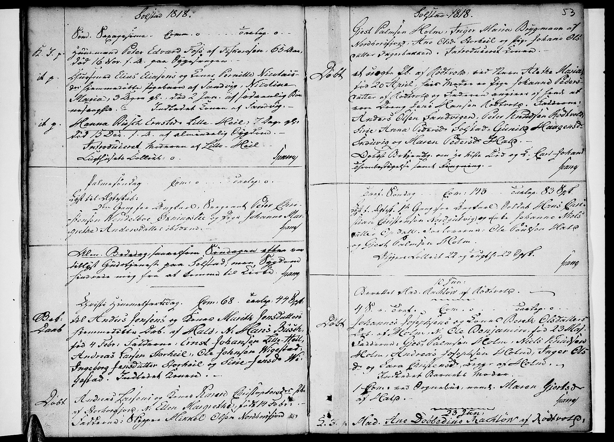 Ministerialprotokoller, klokkerbøker og fødselsregistre - Nordland, SAT/A-1459/811/L0164: Parish register (official) no. 811A02, 1752-1819, p. 53