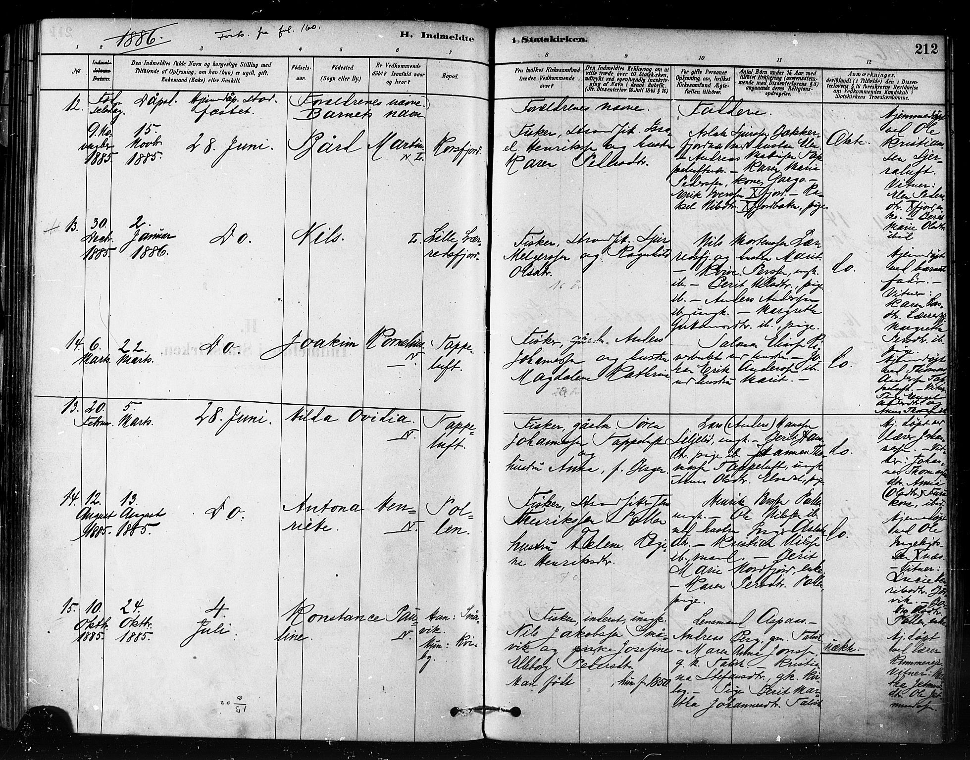 Talvik sokneprestkontor, SATØ/S-1337/H/Ha/L0012kirke: Parish register (official) no. 12, 1878-1886, p. 212