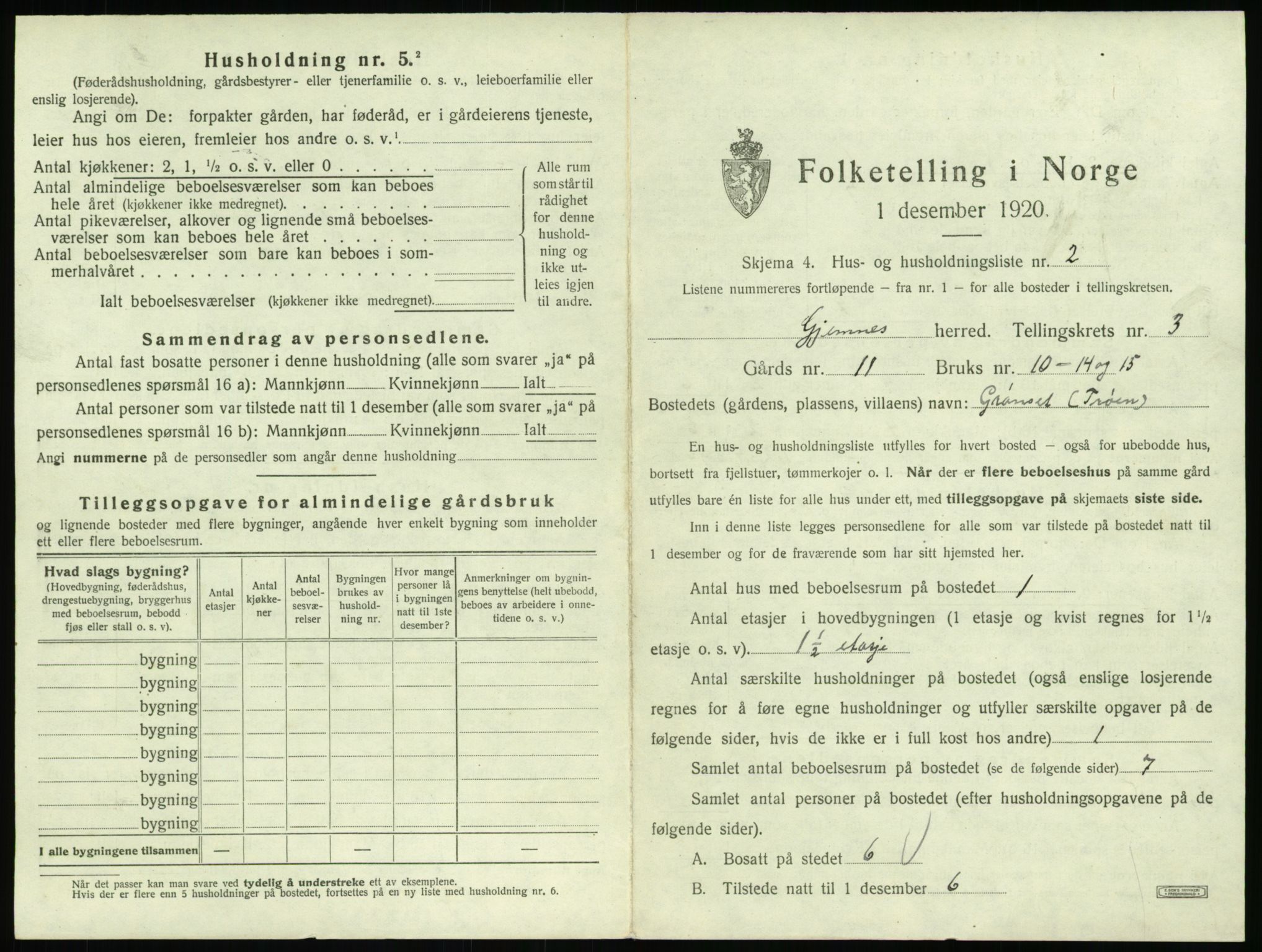 SAT, 1920 census for Gjemnes, 1920, p. 196