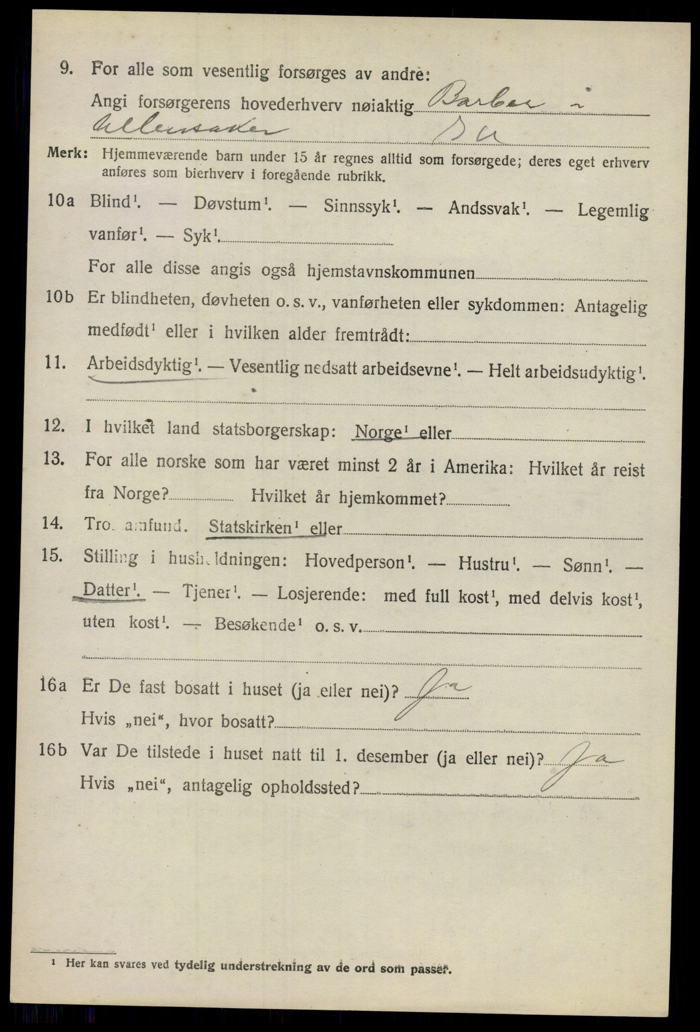 SAO, 1920 census for Ullensaker, 1920, p. 11696