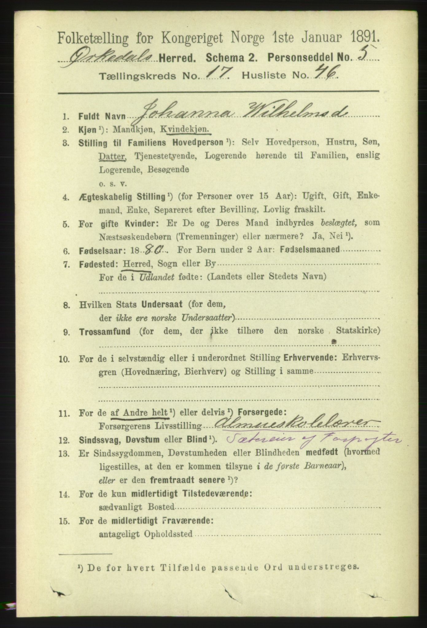 RA, 1891 census for 1638 Orkdal, 1891, p. 7632