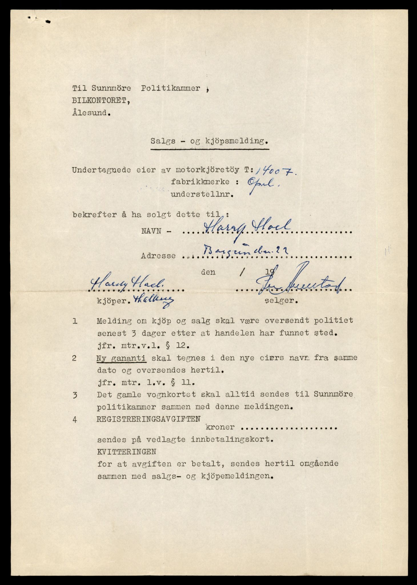 Møre og Romsdal vegkontor - Ålesund trafikkstasjon, AV/SAT-A-4099/F/Fe/L0042: Registreringskort for kjøretøy T 13906 - T 14079, 1927-1998, p. 1445