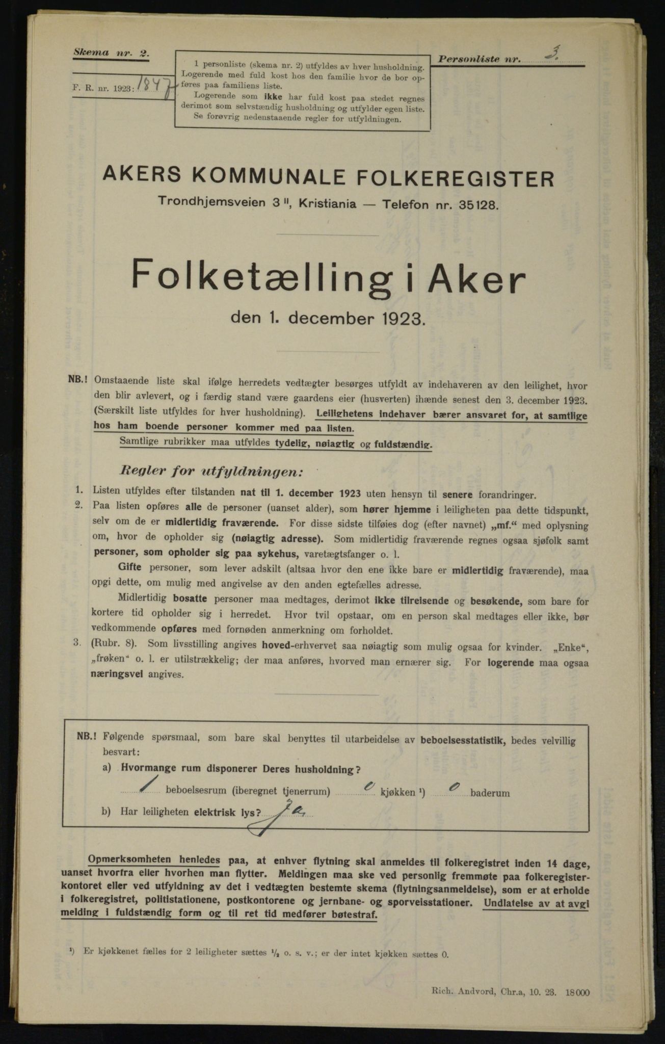 , Municipal Census 1923 for Aker, 1923, p. 19919