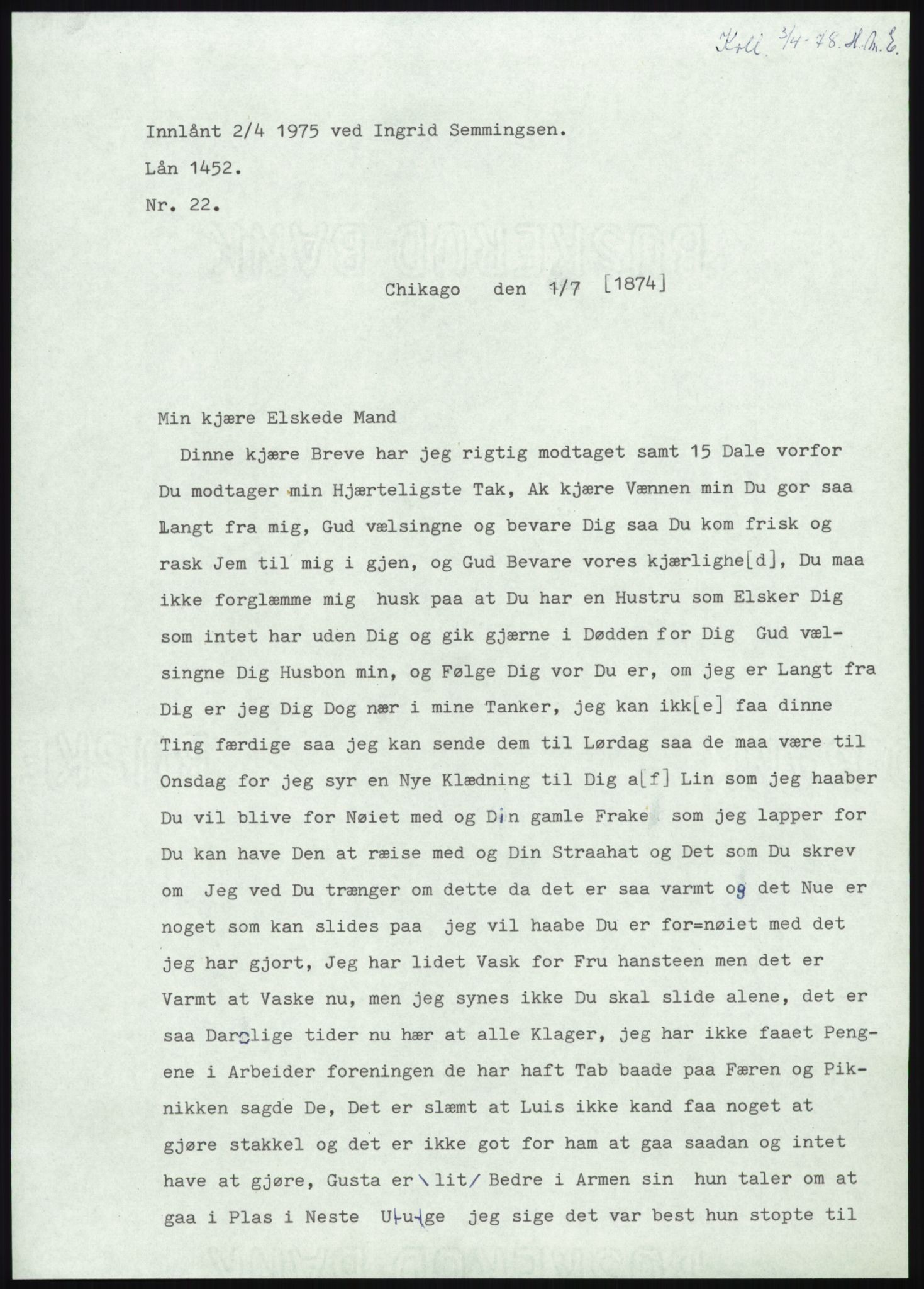 Samlinger til kildeutgivelse, Amerikabrevene, AV/RA-EA-4057/F/L0008: Innlån fra Hedmark: Gamkind - Semmingsen, 1838-1914, p. 237