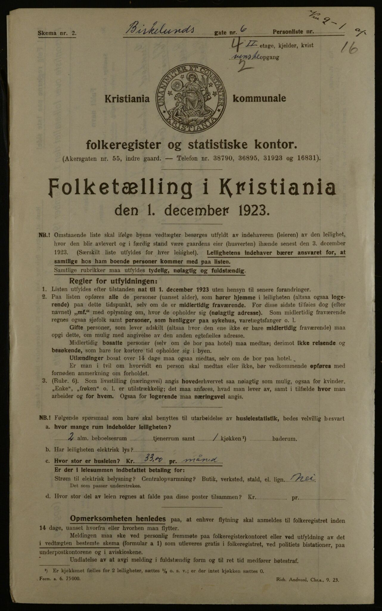 OBA, Municipal Census 1923 for Kristiania, 1923, p. 6473