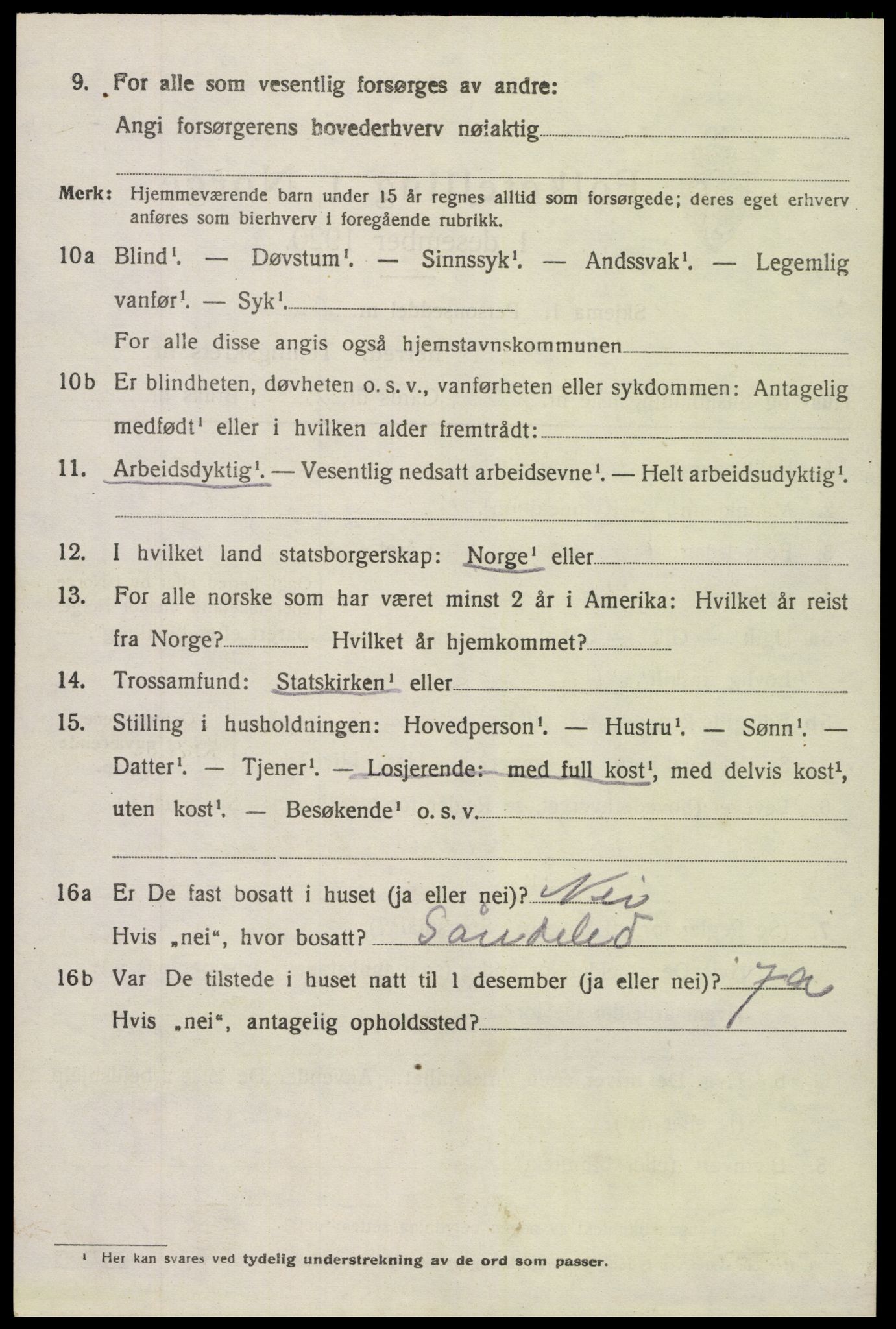 SAK, 1920 census for Vegårshei, 1920, p. 4033