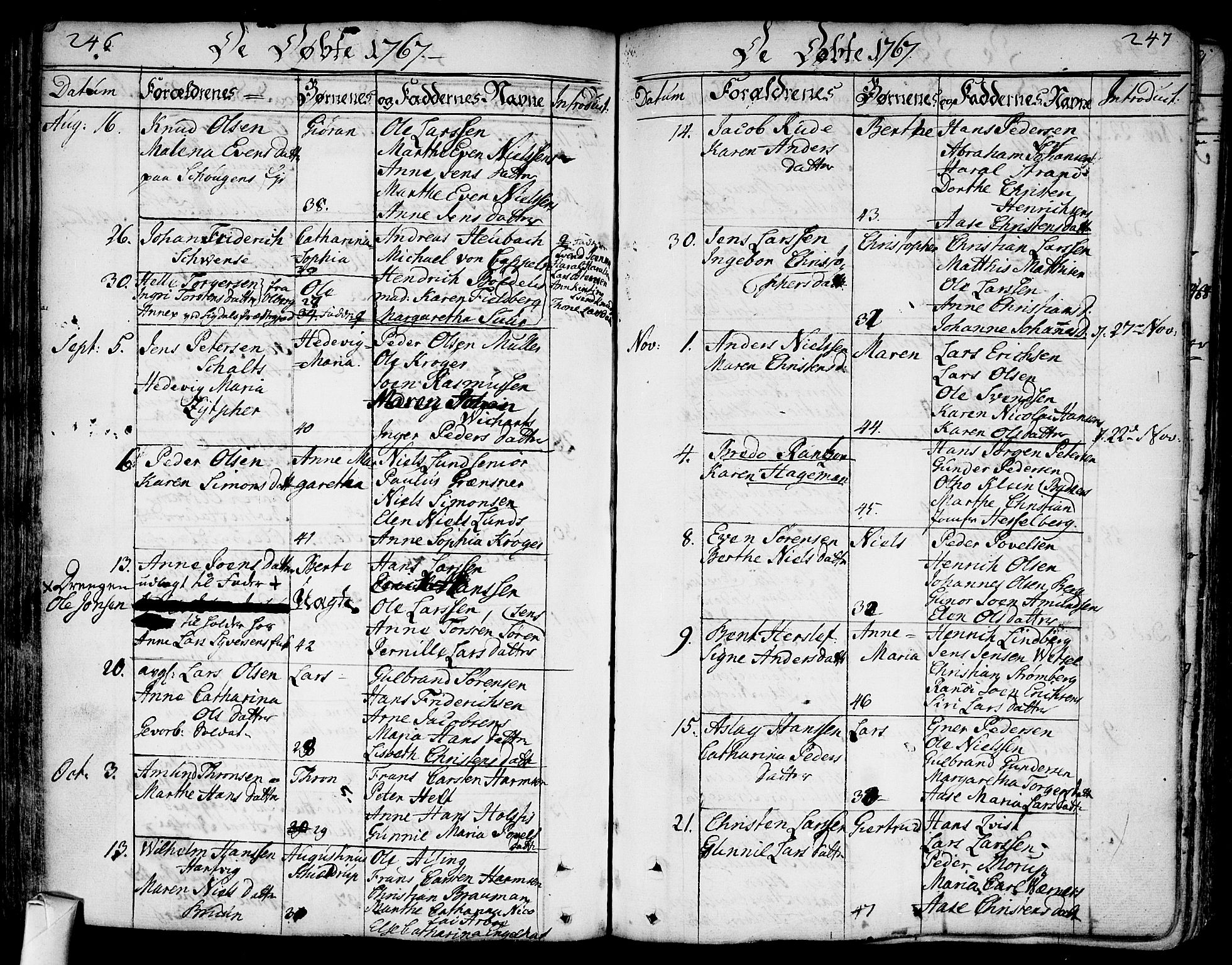 Bragernes kirkebøker, SAKO/A-6/F/Fa/L0005: Parish register (official) no. I 5, 1759-1781, p. 246-247