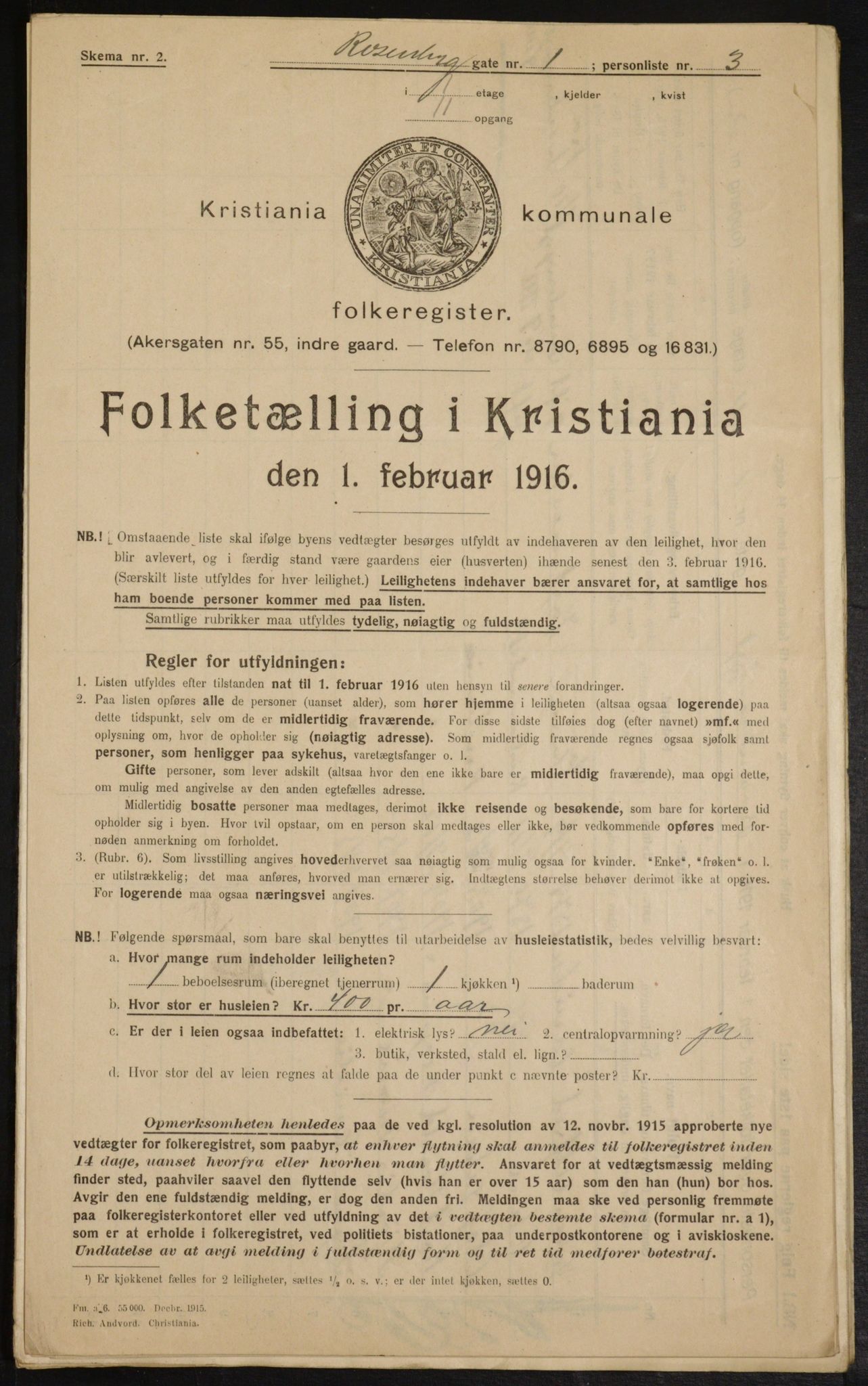 OBA, Municipal Census 1916 for Kristiania, 1916, p. 86084