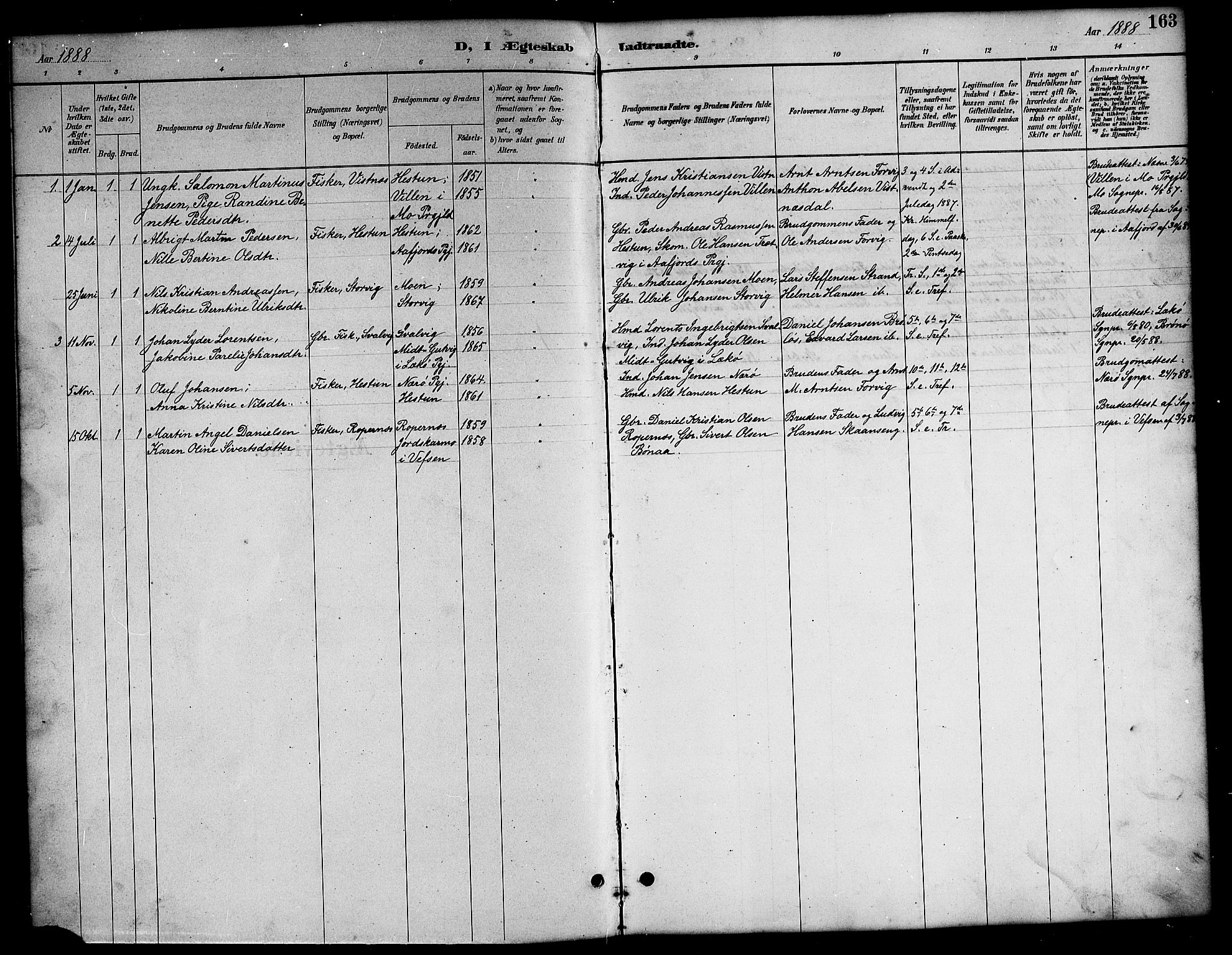 Ministerialprotokoller, klokkerbøker og fødselsregistre - Nordland, SAT/A-1459/819/L0277: Parish register (copy) no. 819C03, 1888-1917, p. 163